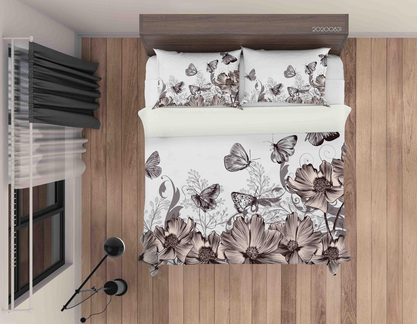 3D Abstract Flowers Butterflies Quilt Cover Set Bedding Set Duvet Cover Pillowcases WJ 3401