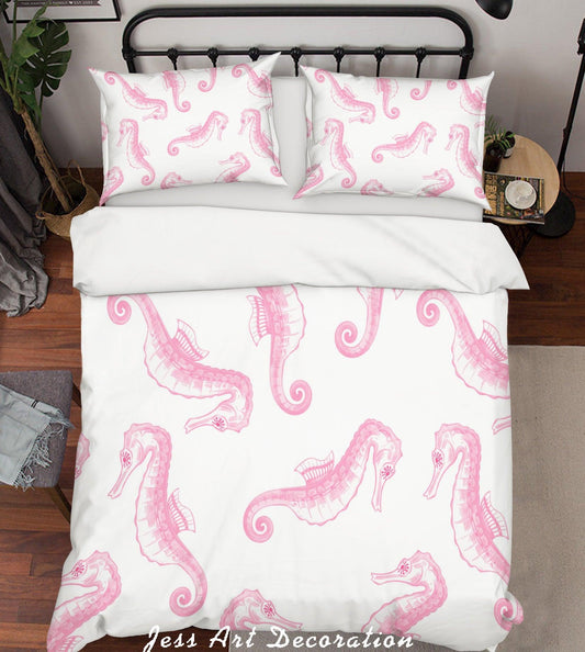 3D Cartoon Pink Seahorse Quilt Cover Set Bedding Set Pillowcases 121