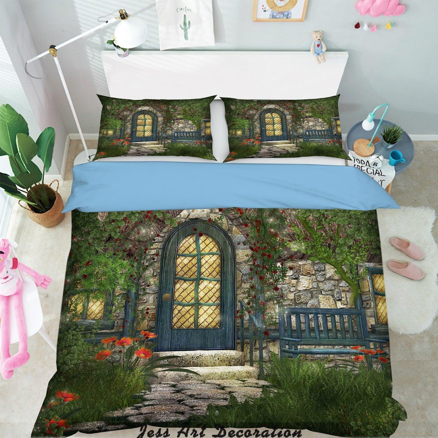 3D Blue Yard Quilt Cover Set Bedding Set Pillowcases  12