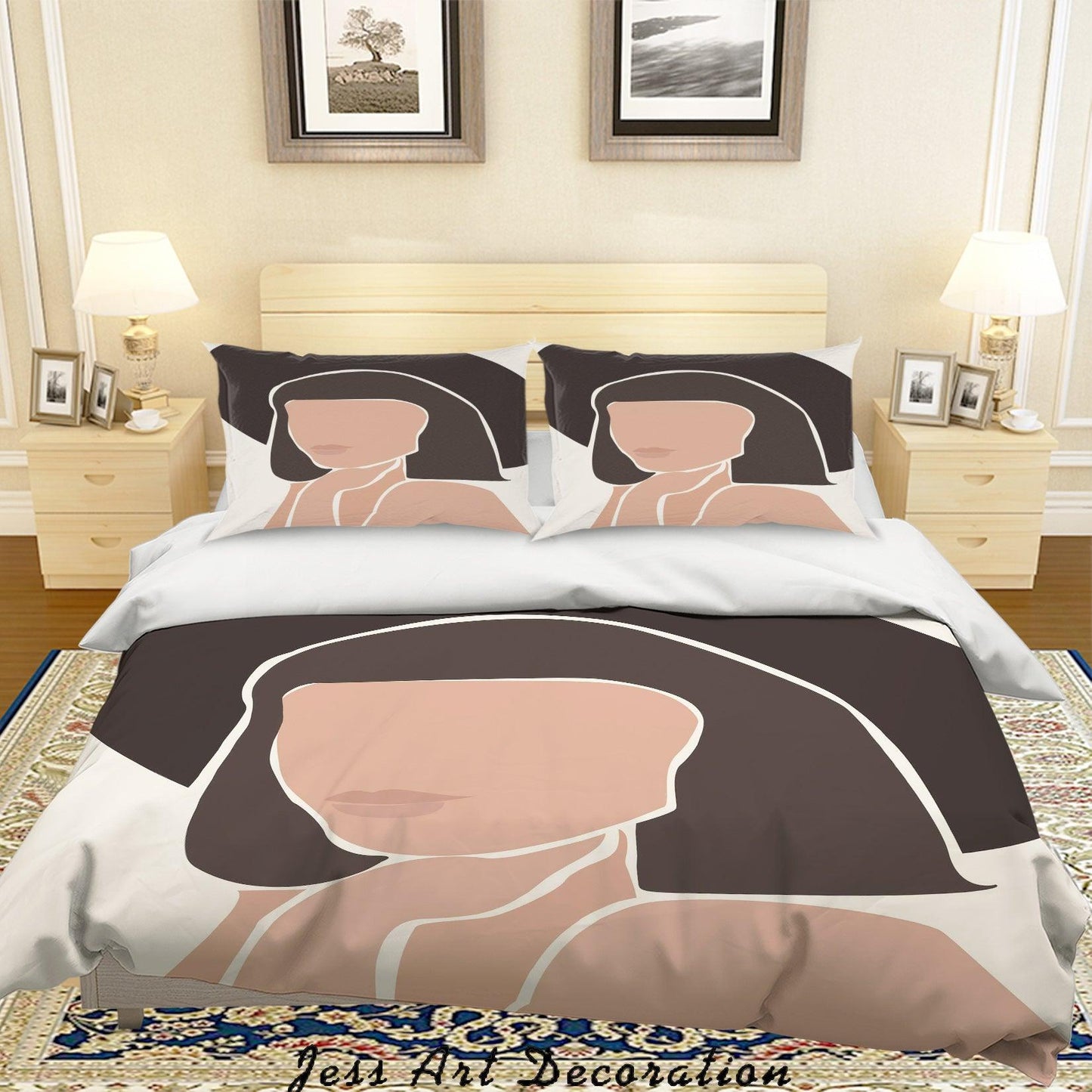 3D Beauty Lady Silhouette Quilt Cover Set Bedding Set Duvet Cover Pillowcases SF12