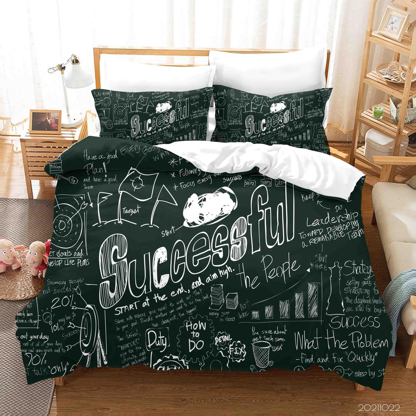 3D Blackboard Successful Doodle Quilt Cover Set Bedding Set Duvet Cover Pillowcases 52