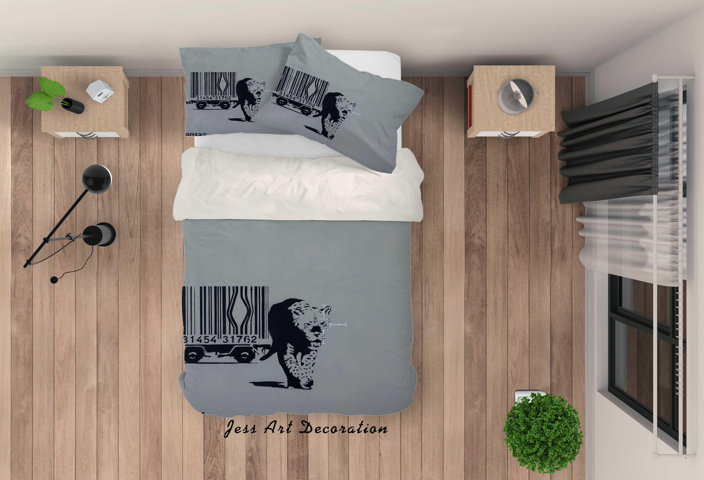 3D Banksy Barcode Leopard Black White Quilt Cover Set Bedding Set Pillowcasesn  ZY D6