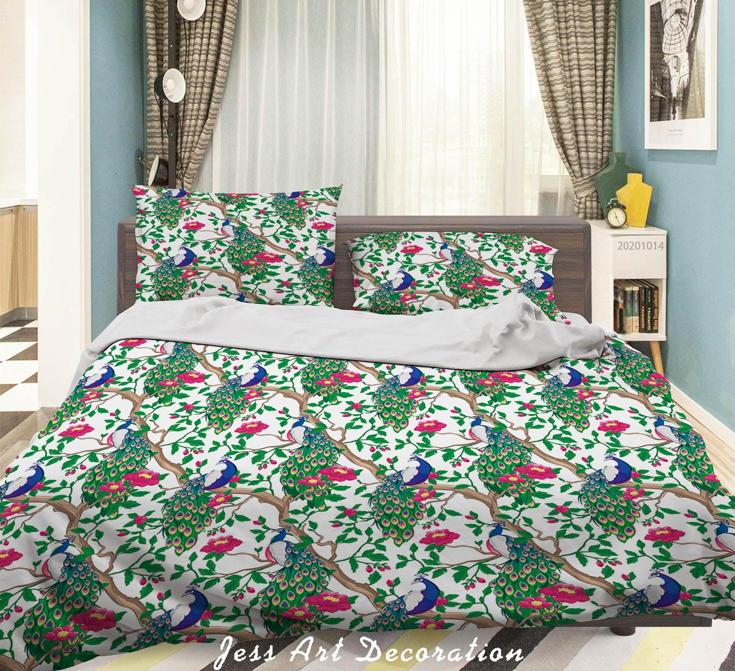 3D Cartoon Animal  Peacock Flower Pattern Quilt Cover Set Bedding Set Duvet Cover Pillowcases WJ 9724