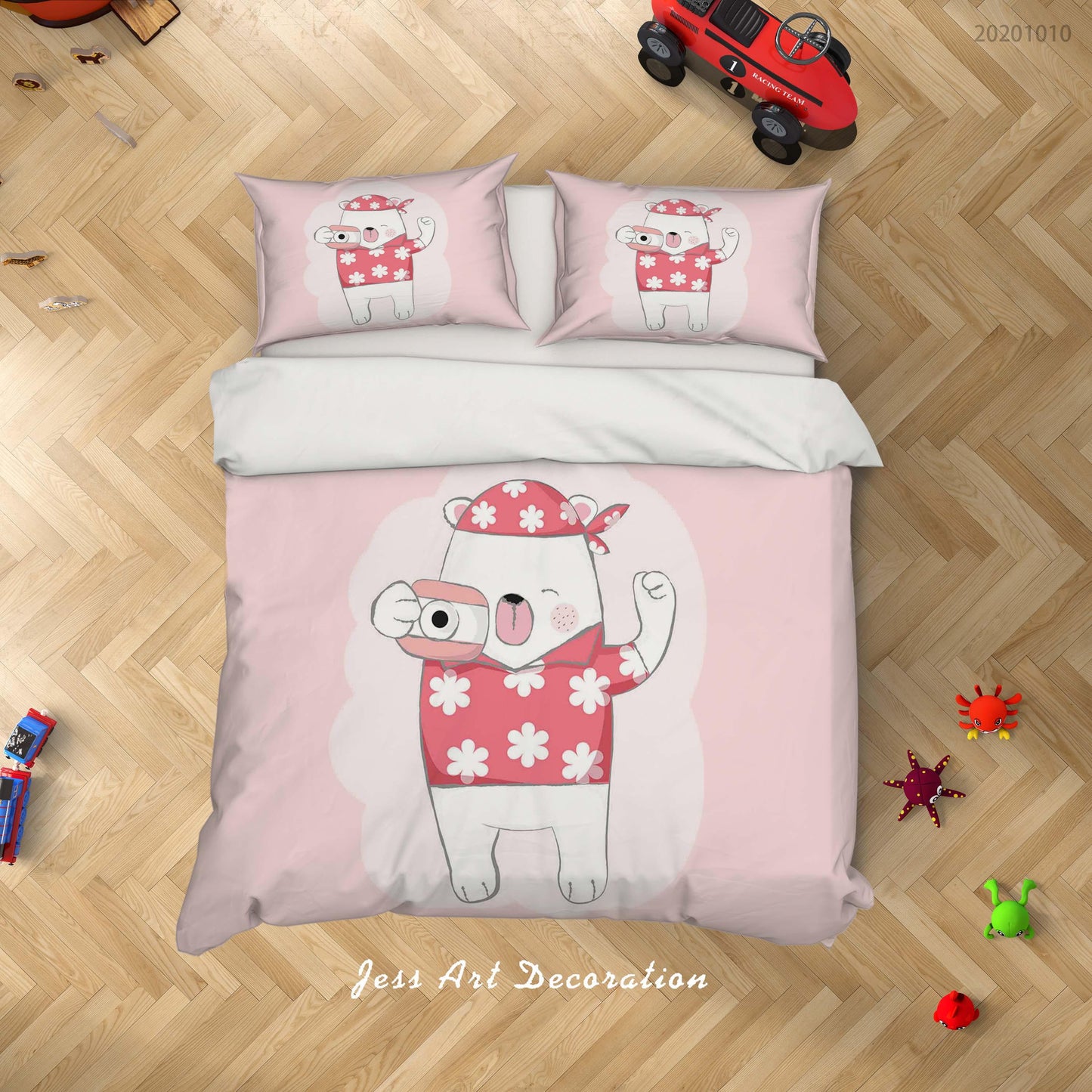 3D Cartoon Cute Animal Bear Camera Quilt Cover Set Bedding Set Duvet Cover Pillowcases WJ 9514