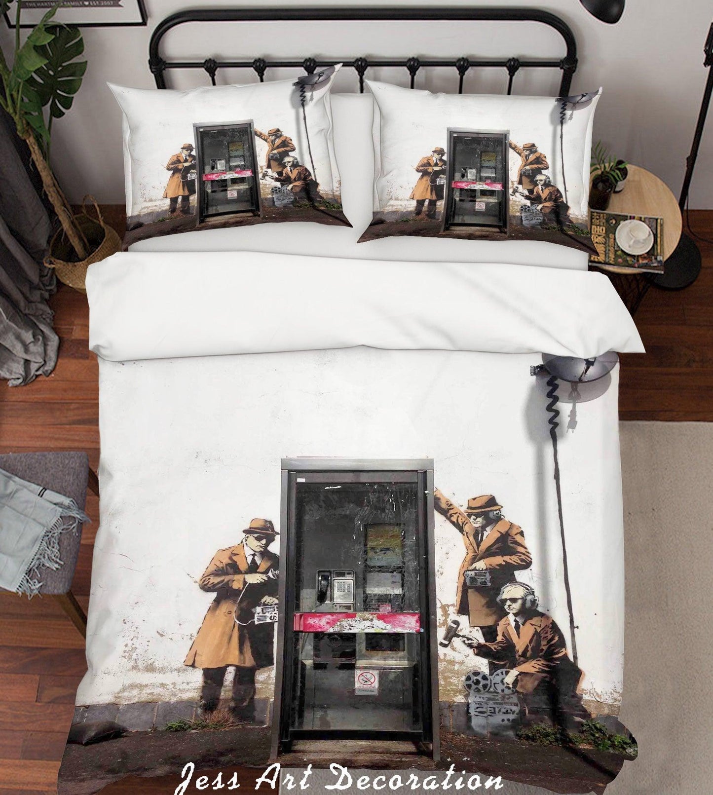 3D Banksy Spy booth Color Retro Quilt Cover Set Bedding Set Duvet Cover Pillowcases  ZY D56