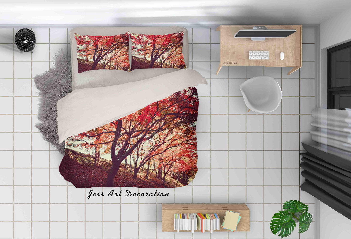 3D Autumn Maple Tree Quilt Cover Set Bedding Set Duvet Cover Pillowcases 148 LQH