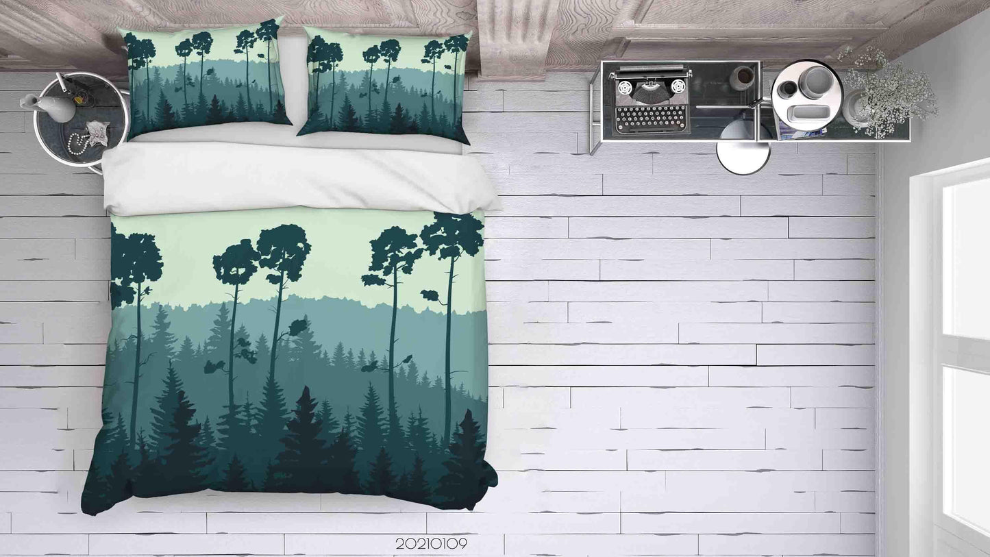 3D Cartoon Green Forest Quilt Cover Set Bedding Set Duvet Cover Pillowcases 13 LQH