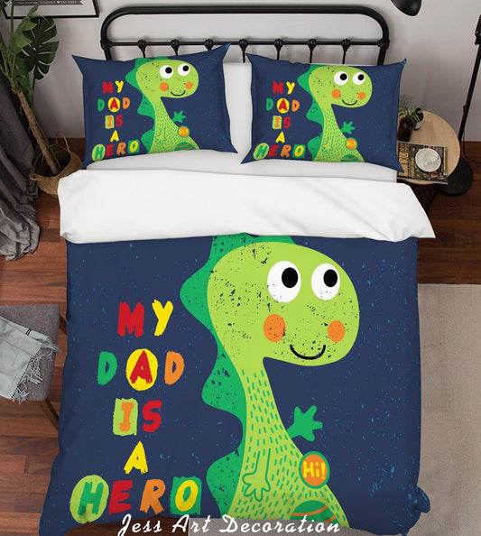 3D Cartoon Dinosaur Green Quilt Cover Set Bedding Set Pillowcases 157