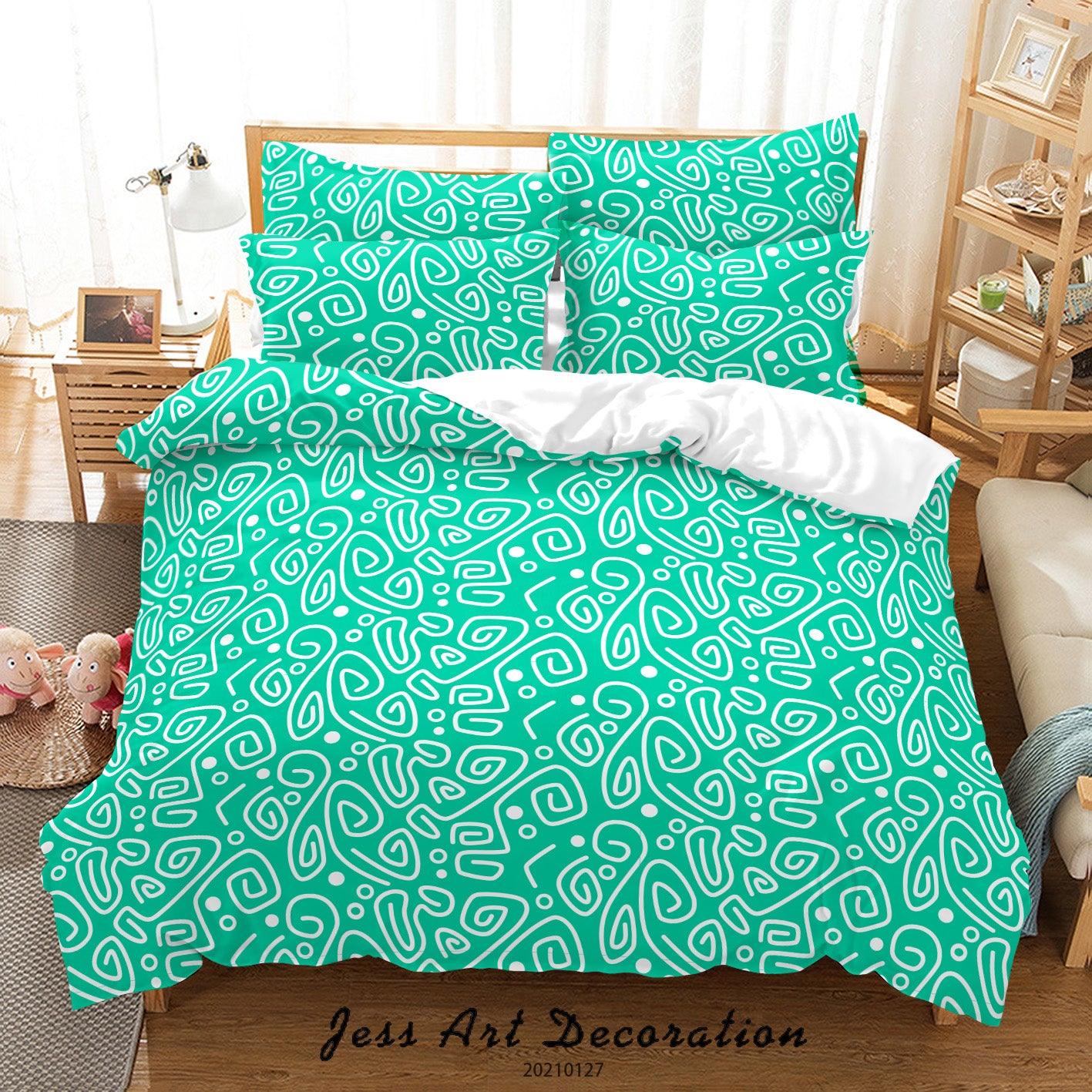 3D Abstract Green Geometry Line Quilt Cover Set Bedding Set Duvet Cover Pillowcases 177