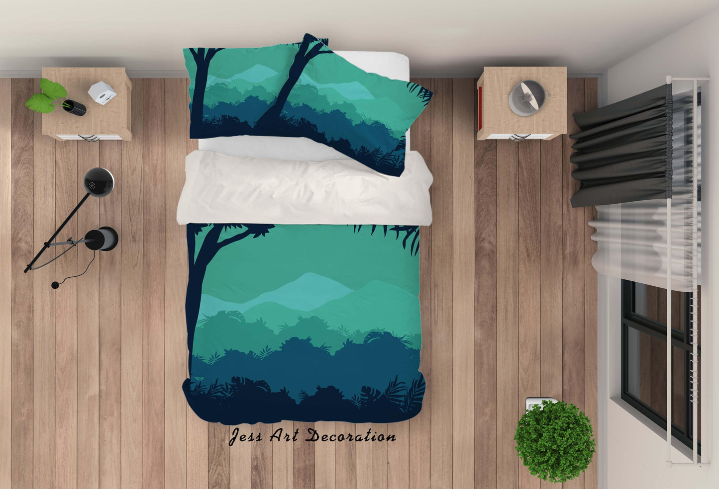 3D Cartoon Mountain Forest Quilt Cover Set Bedding Set Pillowcasesn 92