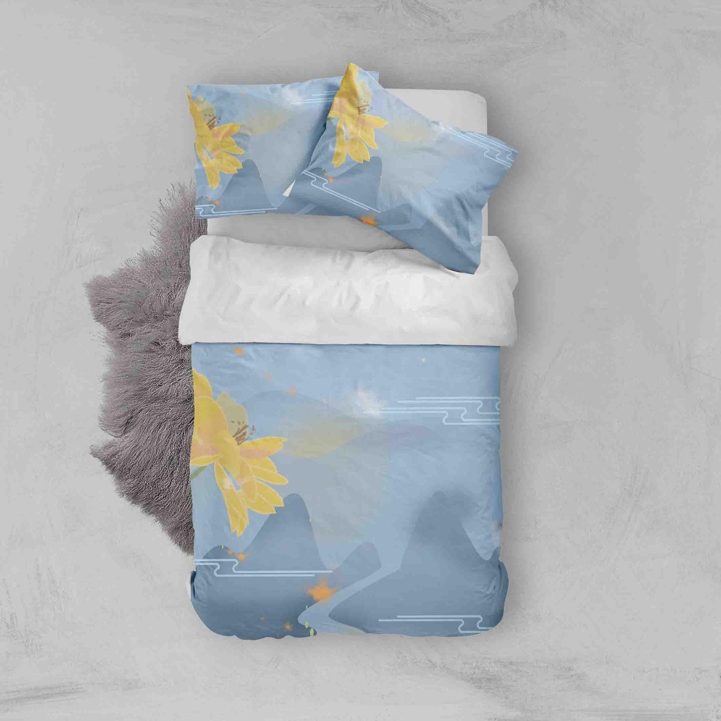 3D Blue Mountains Floral Quilt Cover Set Bedding Set Pillowcases 69