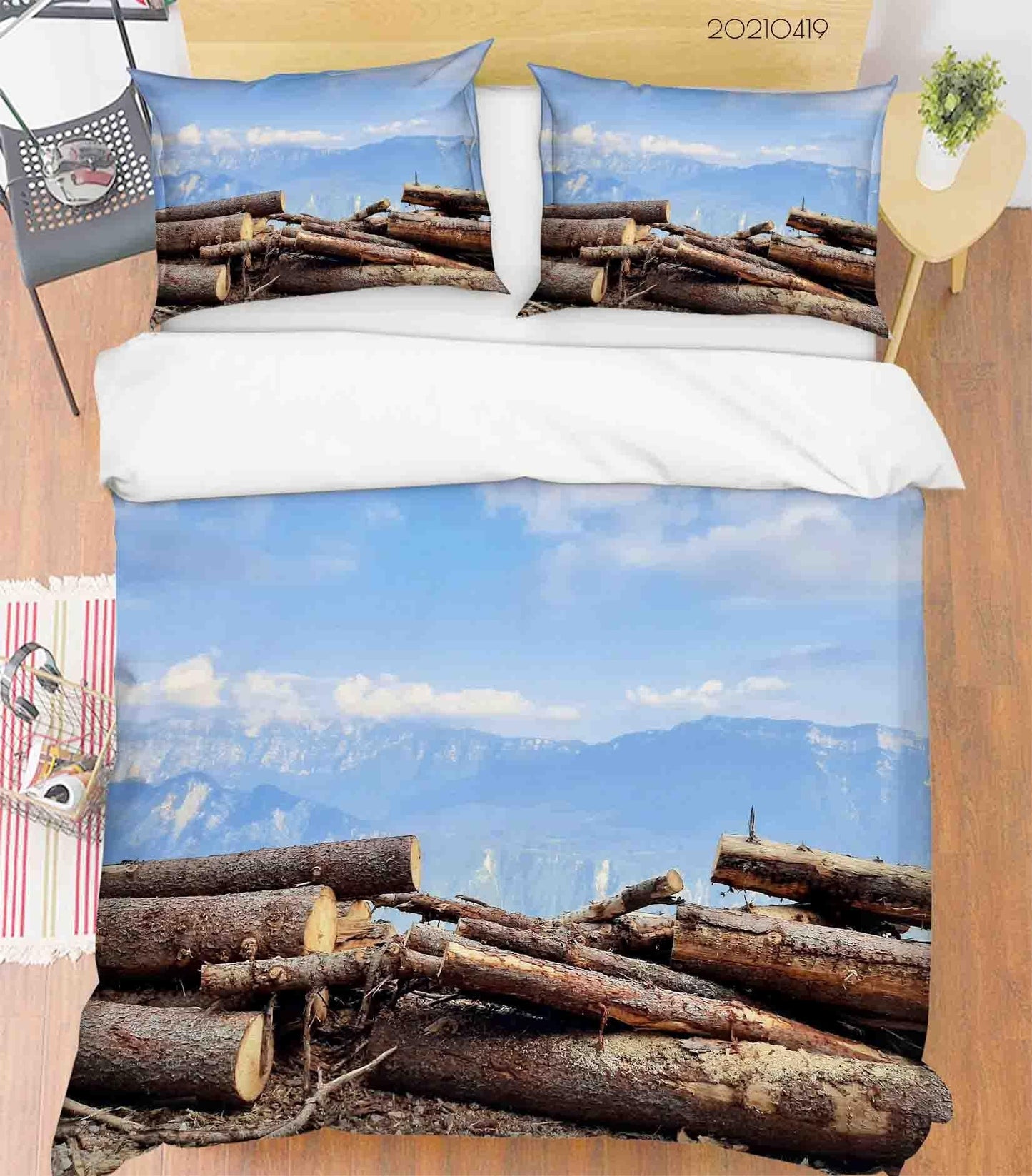 3D Blue Sky Wood Quilt Cover Set Bedding Set Duvet Cover Pillowcases 166