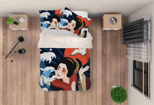 3D Abstract Kimono Beauty Quilt Cover Set Bedding Set Pillowcases 19
