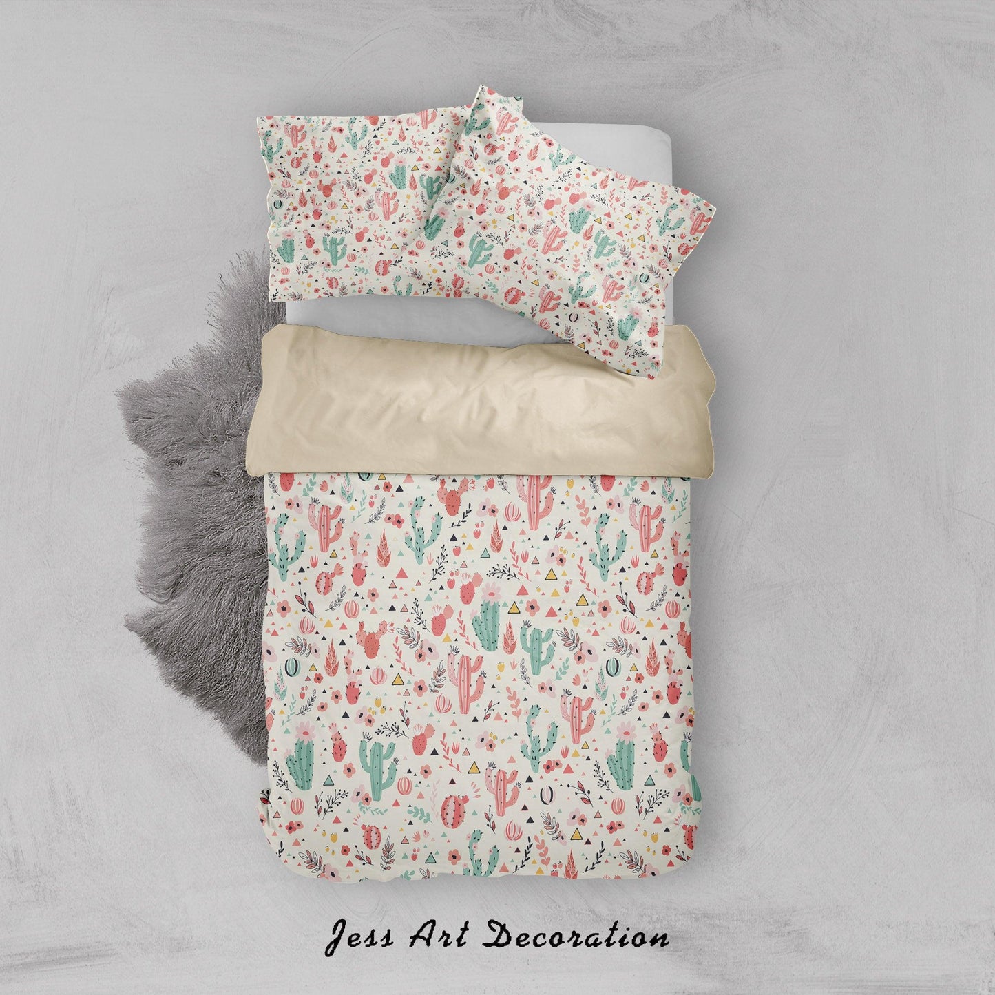 3D Cactus Floral Triangle Quilt Cover Set Bedding Set Duvet Cover Pillowcases SF118