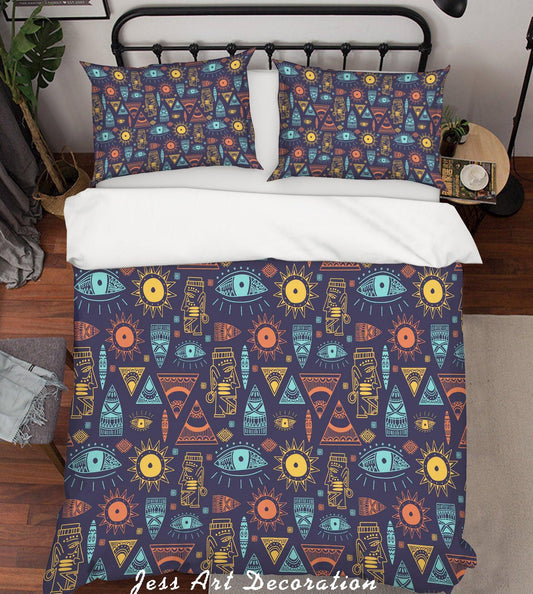 3D Blue Sun Eye Pattern Quilt Cover Set Bedding Set Pillowcases 64