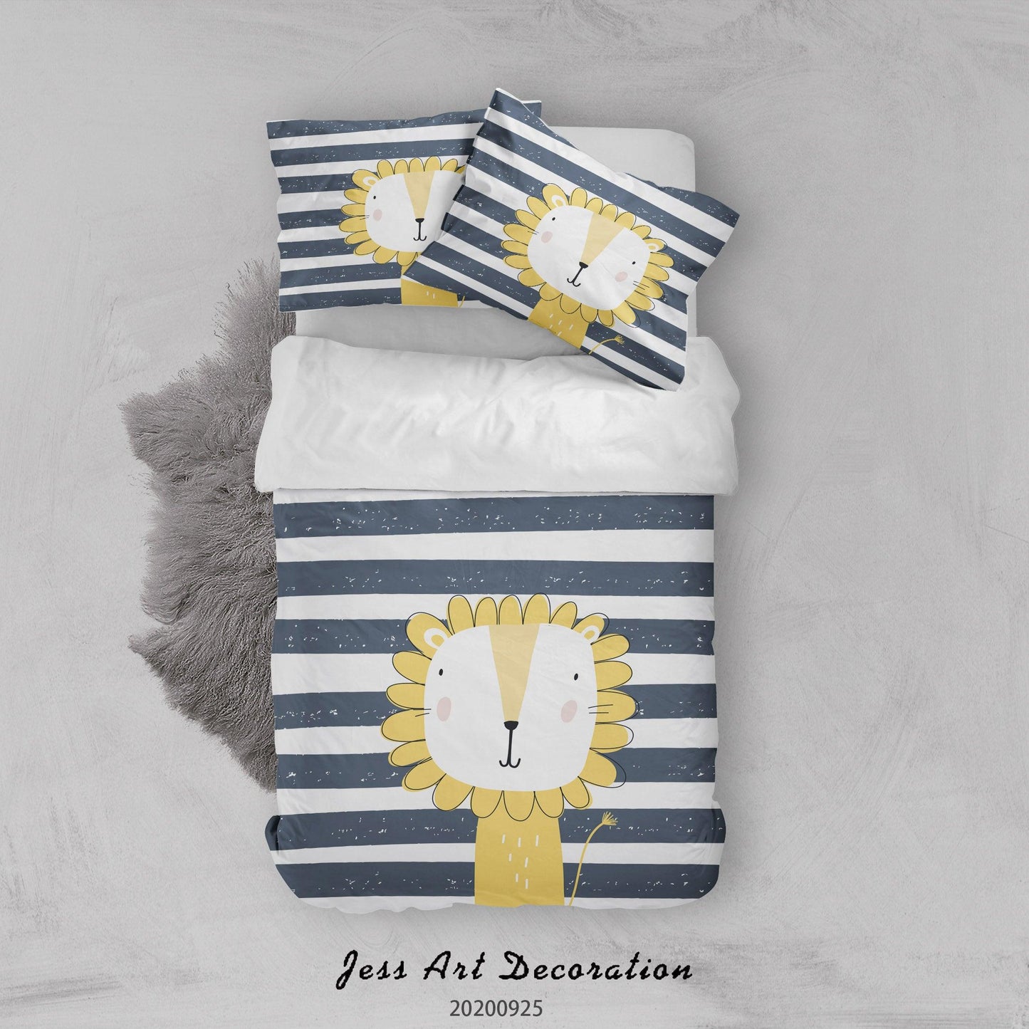 3D Cartoon Animal Lion Pattern Quilt Cover Set Bedding Set Duvet Cover Pillowcases WJ 6489