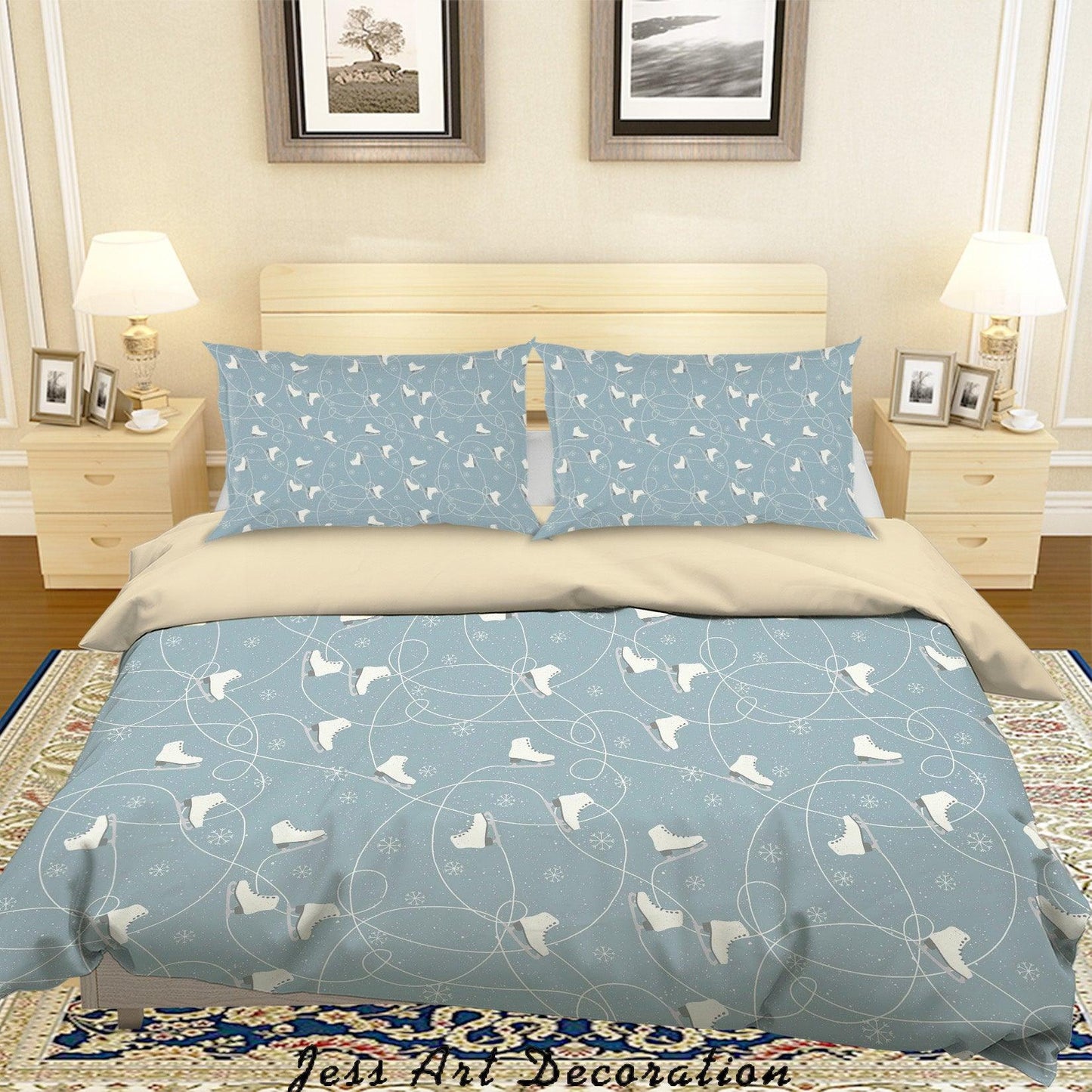 3D Blue Ice Skates Quilt Cover Set Bedding Set Duvet Cover Pillowcases SF127
