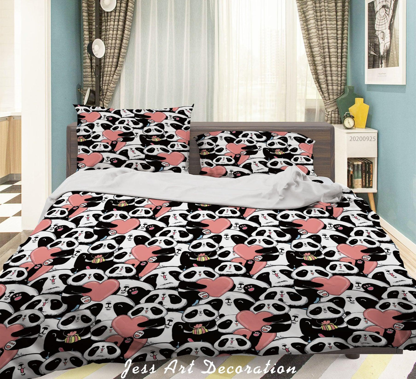 3D Cartoon Animal Panda Pattern Quilt Cover Set Bedding Set Duvet Cover Pillowcases WJ 6455