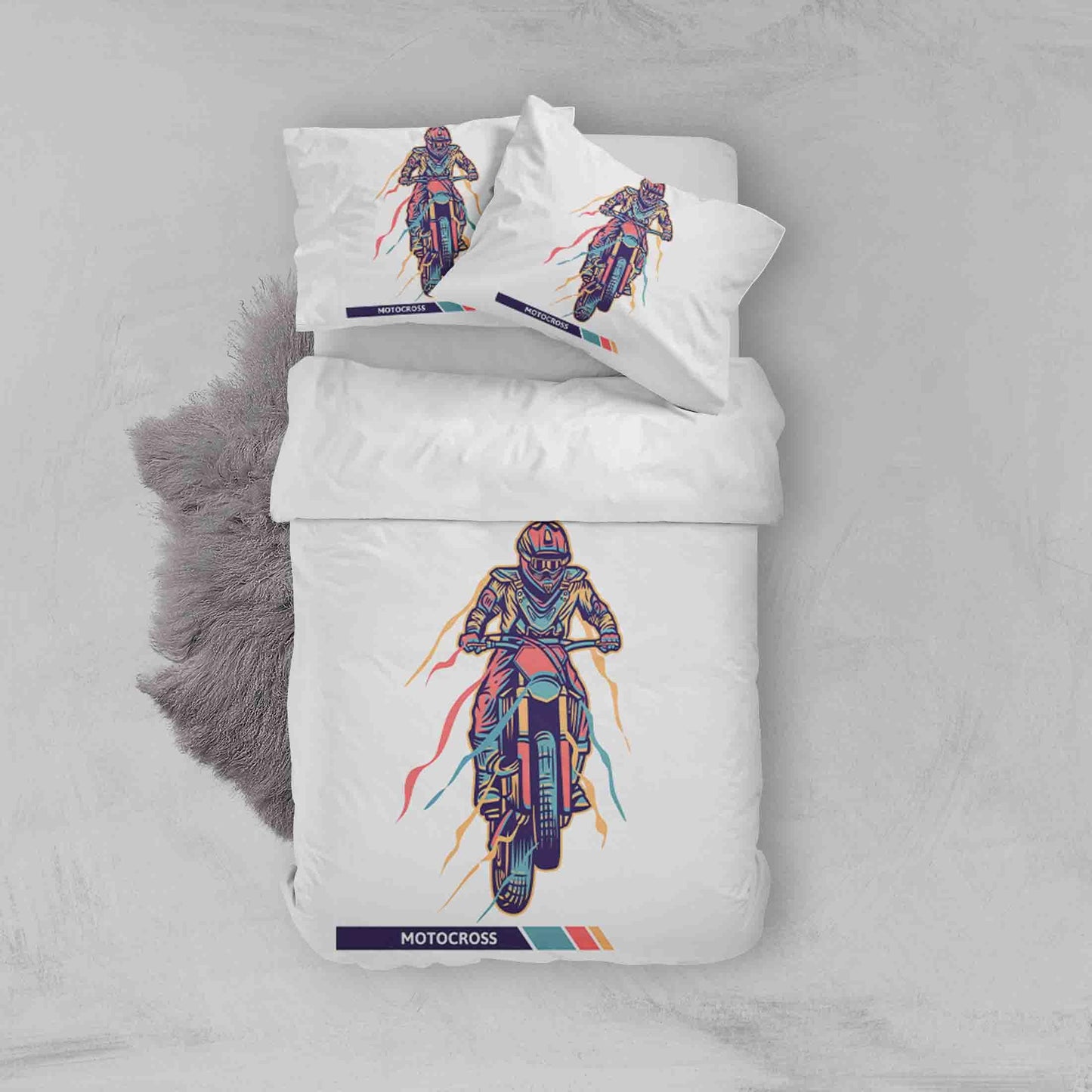3D Abstract Color Motorcycle Quilt Cover Set Bedding Set Pillowcases LQH A014