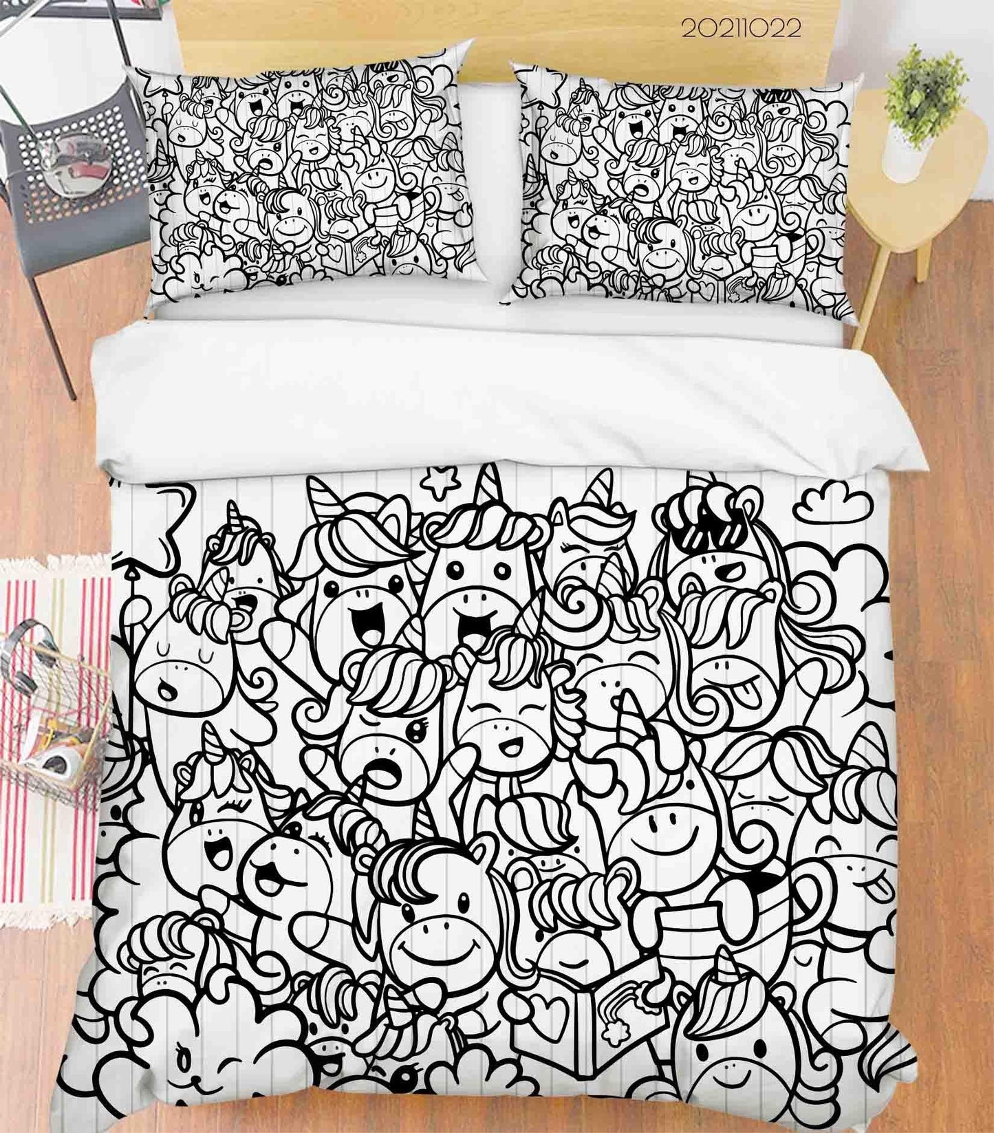 3D Abstract Animal Unicorn Graffiti Quilt Cover Set Bedding Set Duvet Cover Pillowcases 22