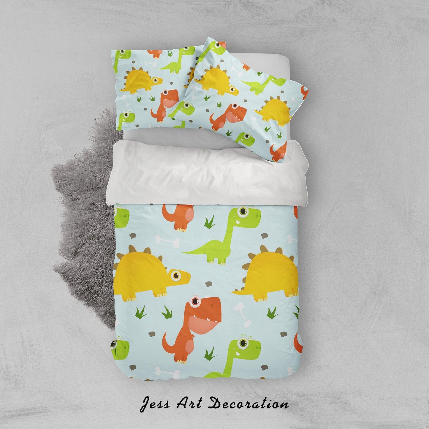 3D Blue Dinosaur Pterosaur Quilt Cover Set Bedding Set Pillowcases 14