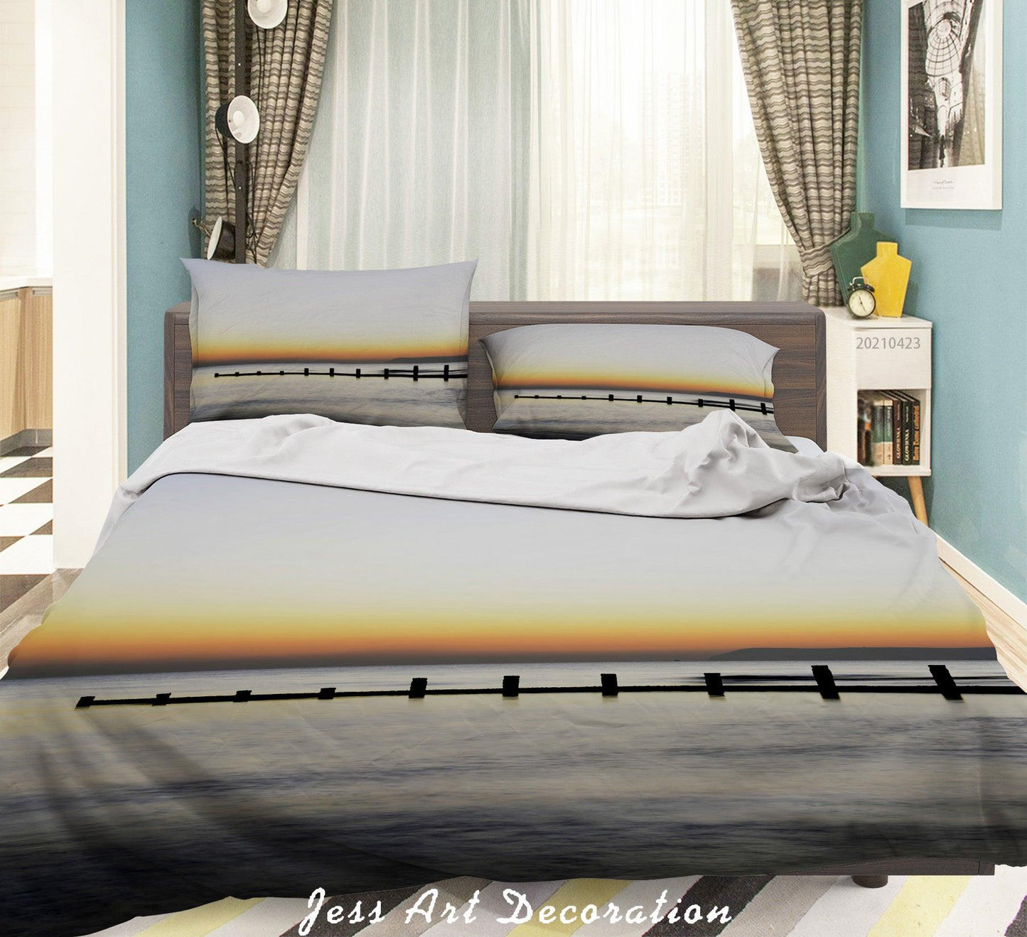 3D Bridge Sunset Sky Sea Landscape Quilt Cover Set Bedding Set Duvet Cover Pillowcases 114