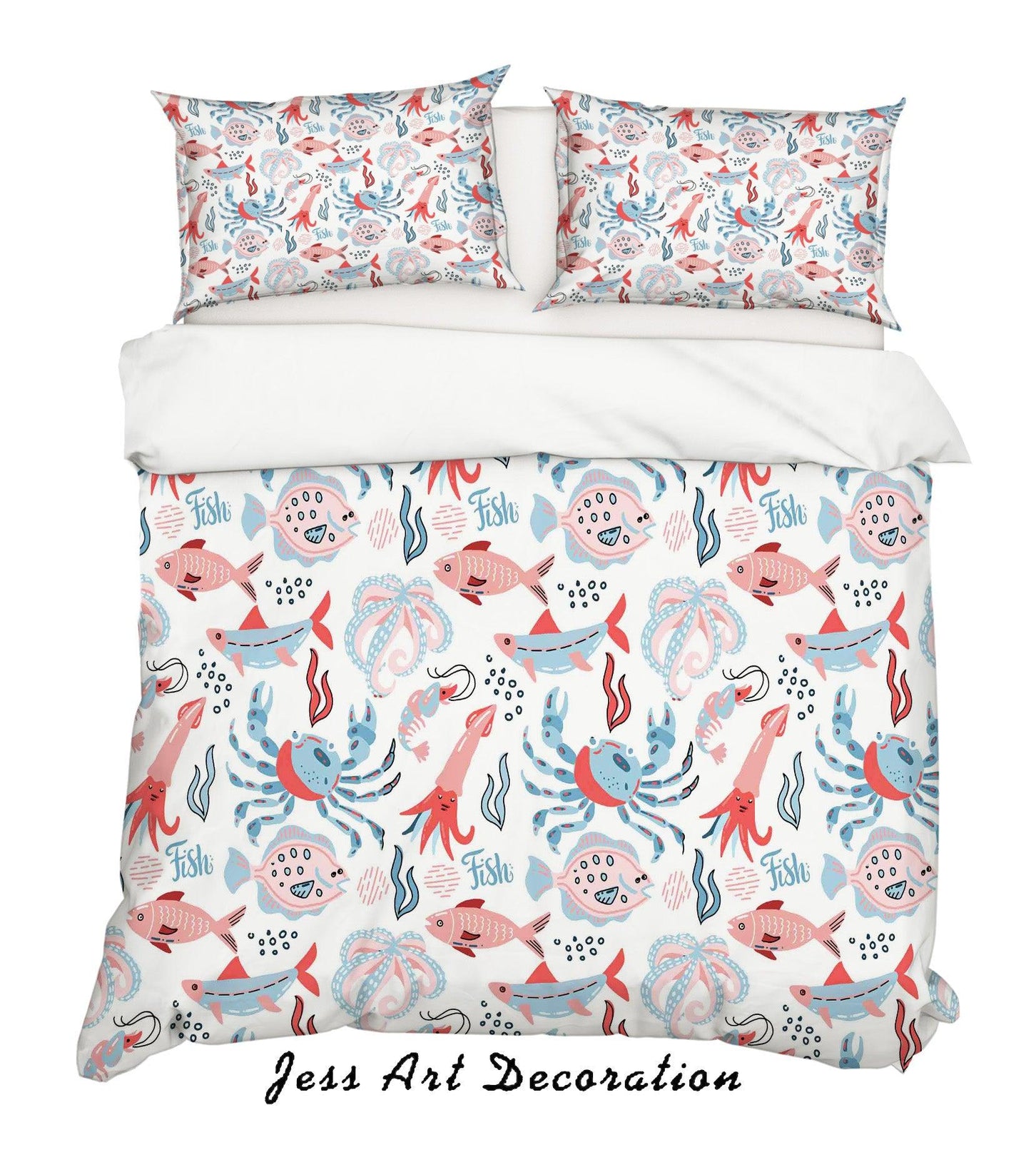 3D Cartoon Octopus Squid Quilt Cover Set Bedding Set Pillowcases 134