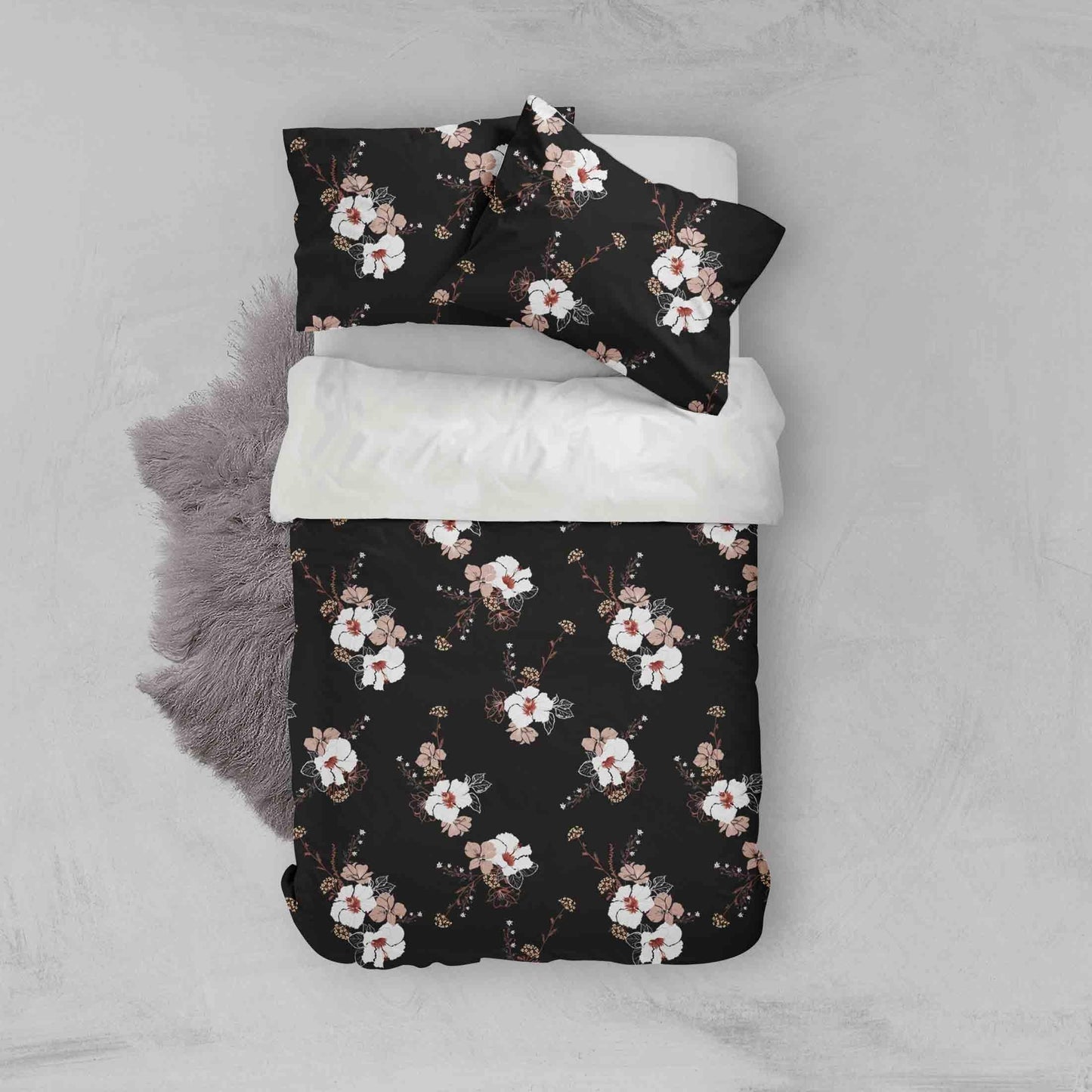 3D Black Floral Quilt Cover Set Bedding Set Pillowcases 28