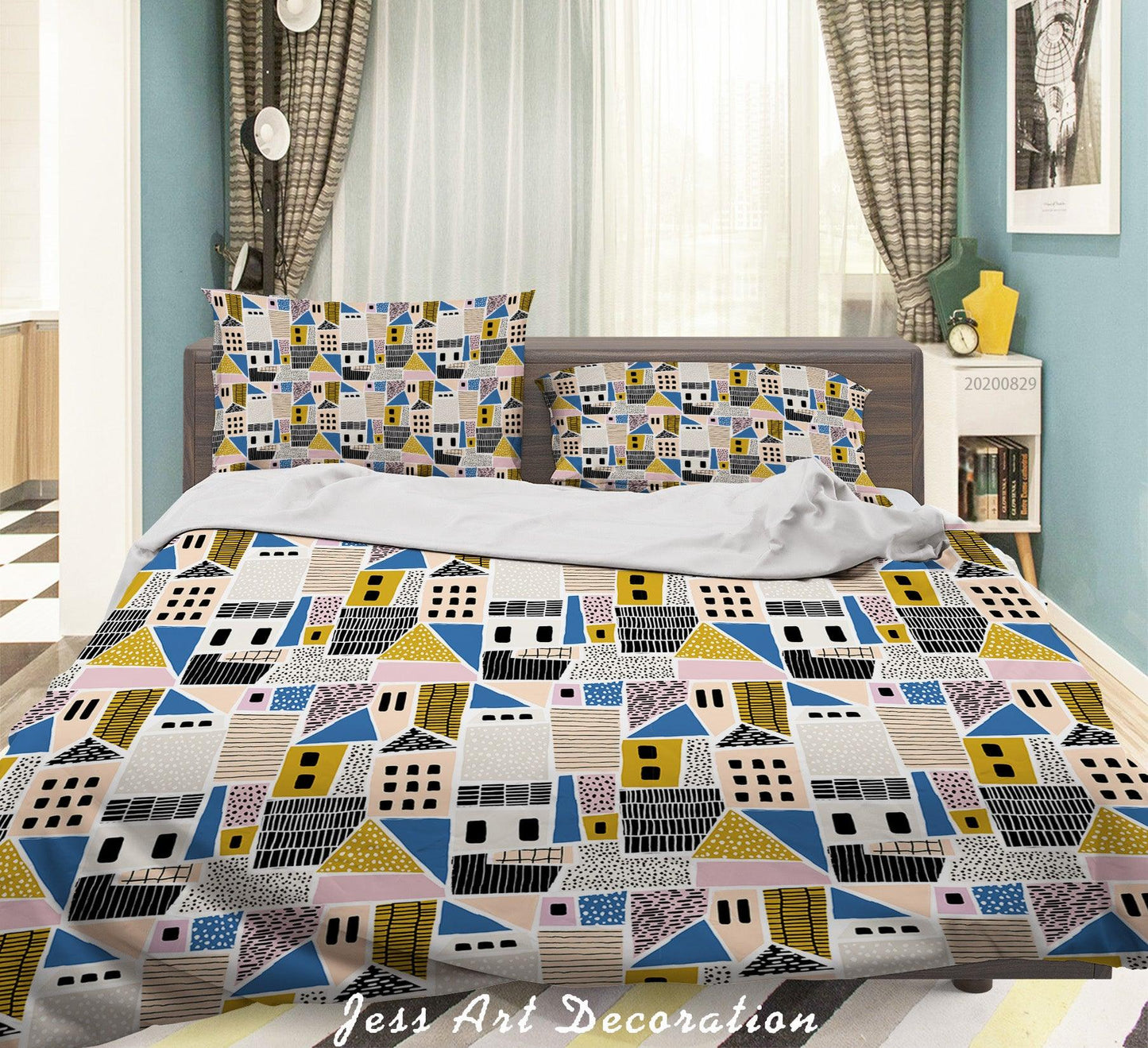 3D Abstract Hand Draw Cartoon Nature Pattern Quilt Cover Set Bedding Set Duvet Cover Pillowcases WJ 3525