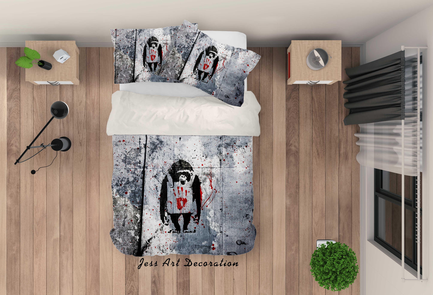 3D Banksy Mural Red Blood Palm Print Quilt Cover Set Bedding Set Duvet Cover Pillowcases  ZY D122