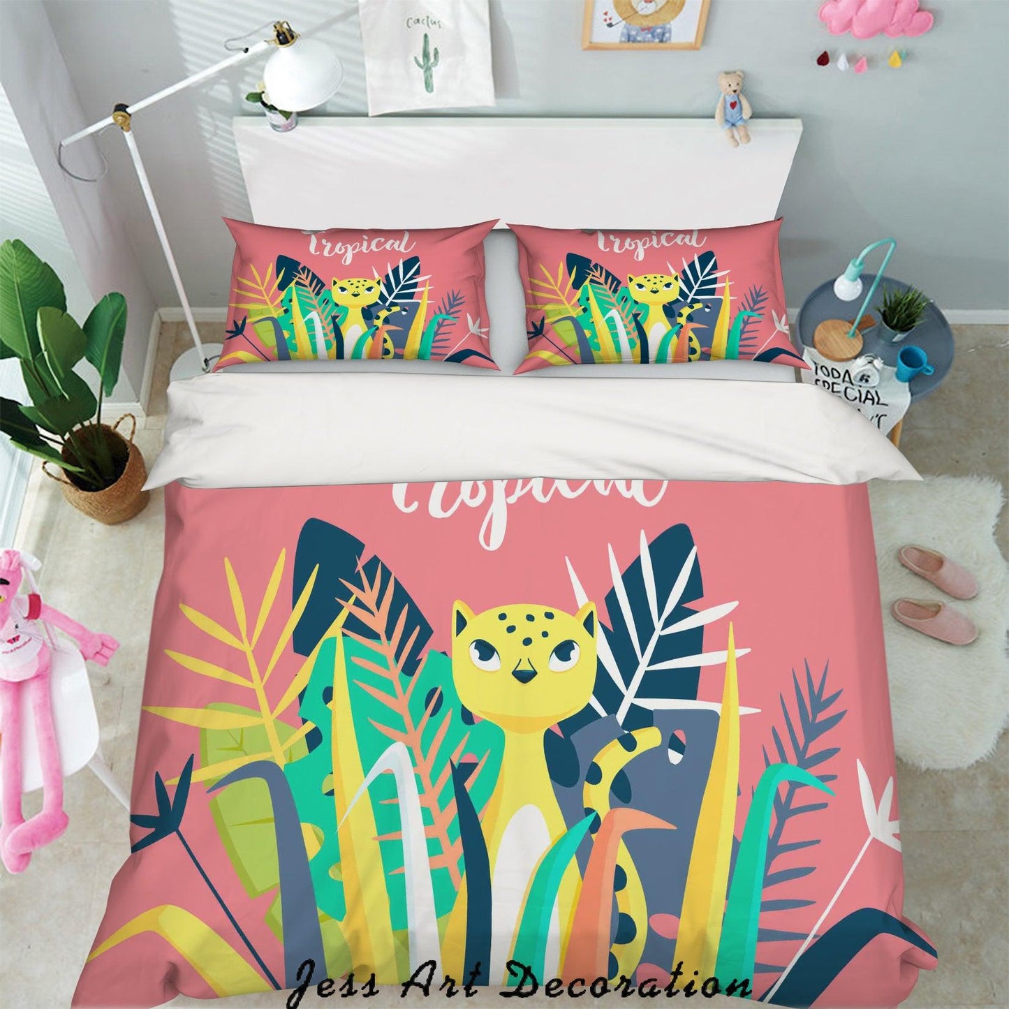 3D Cartoon Cat Leaves Quilt Cover Set Bedding Set Pillowcases 68