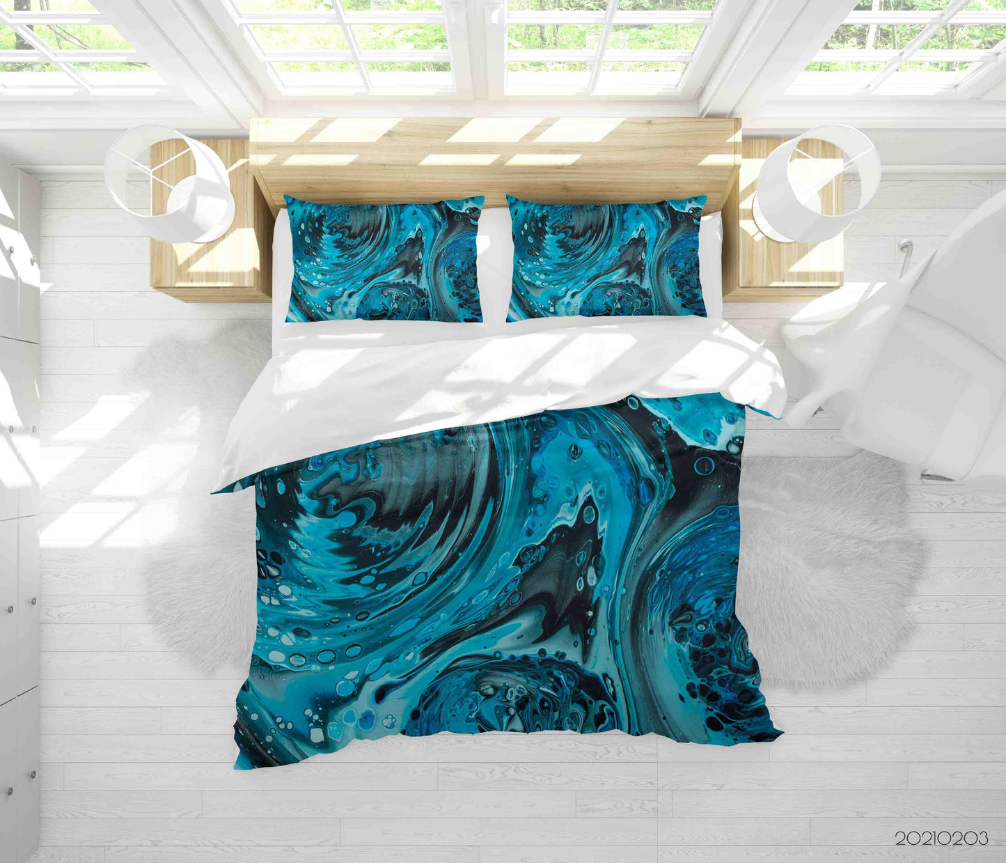 3D Abstract Blue Marble Texture Quilt Cover Set Bedding Set Duvet Cover Pillowcases 69