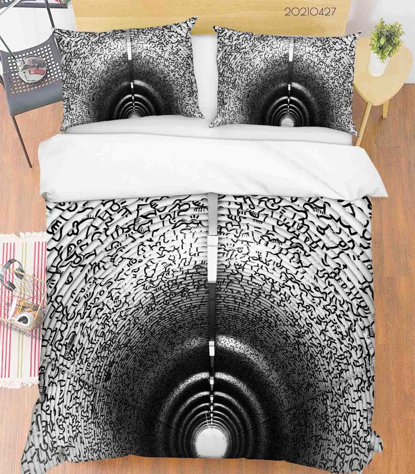 3D Abstract Graffiti Tunnel Quilt Cover Set Bedding Set Duvet Cover Pillowcases 128