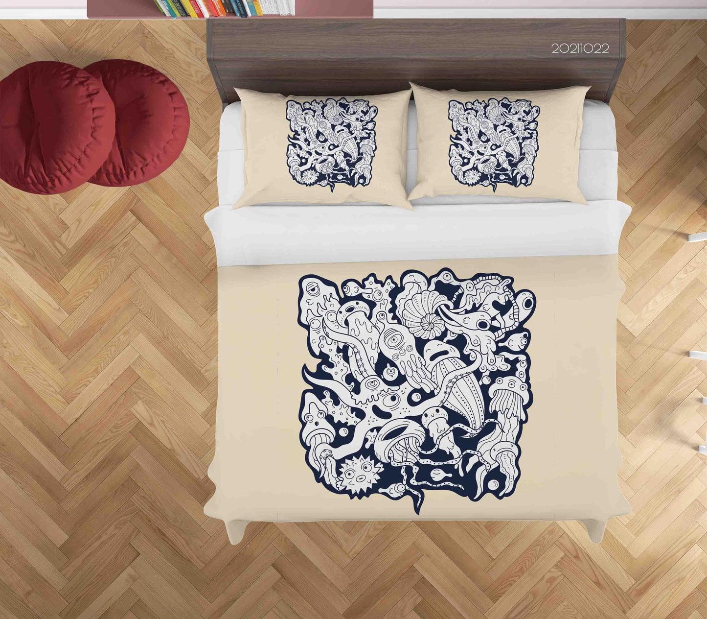 3D Abstract Marine Life Doodle Quilt Cover Set Bedding Set Duvet Cover Pillowcases 86