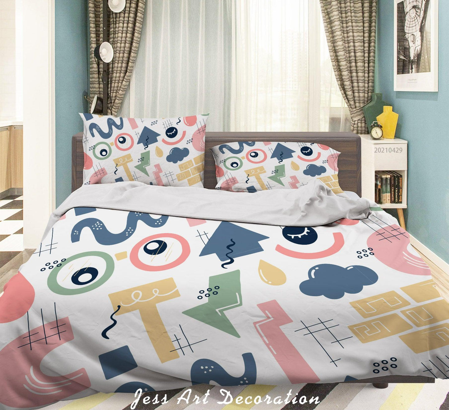 3D Abstract Color Geometry Quilt Cover Set Bedding Set Duvet Cover Pillowcases 239