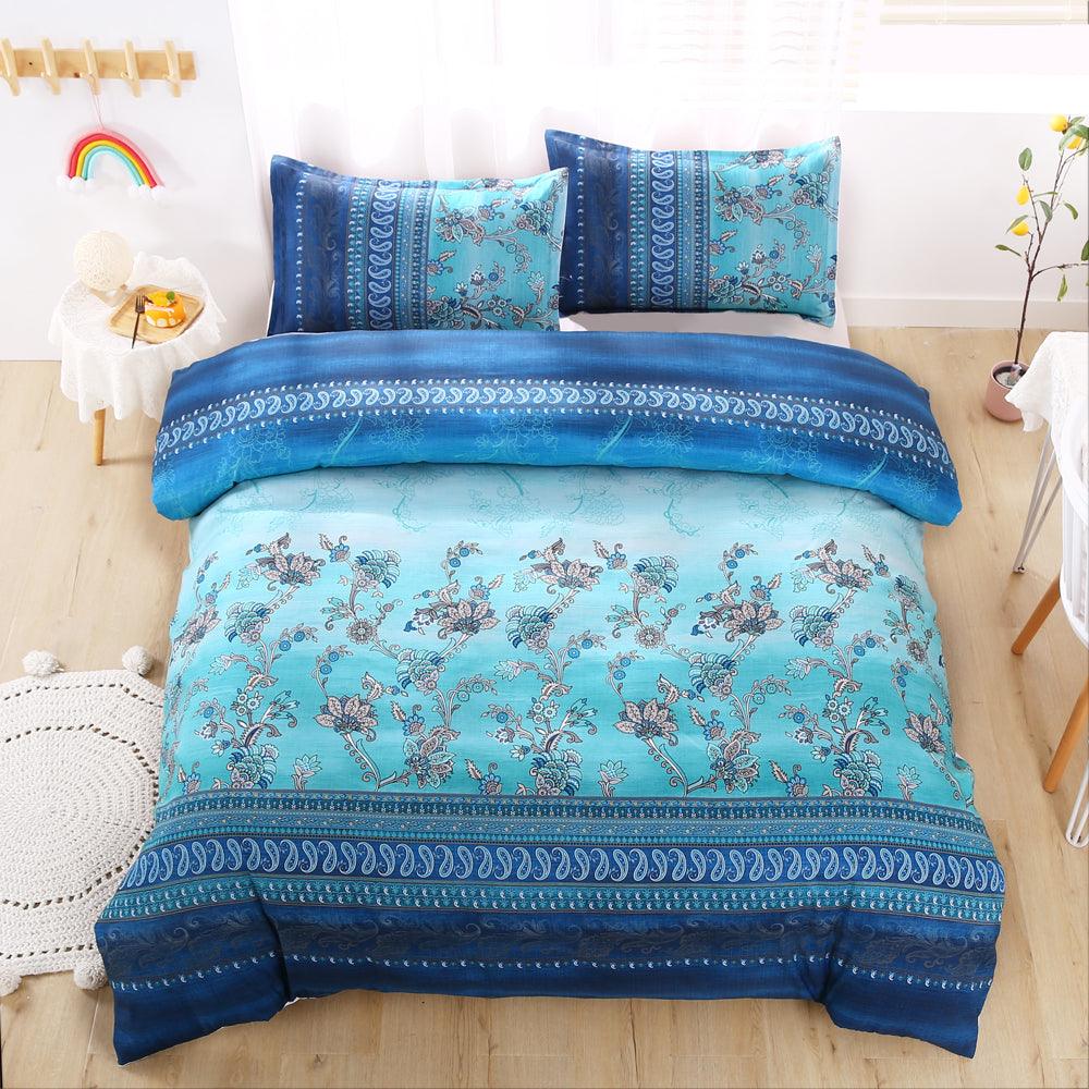 3D Blue Paisley Floral Quilt Cover Set Bedding Set Duvet Cover Pillowcases 511