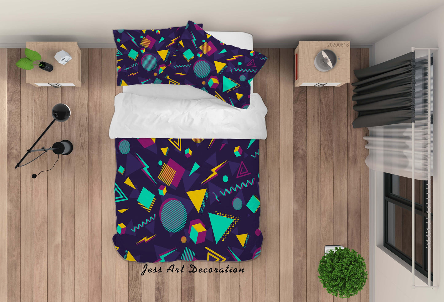 3D Blue Geometry Quilt Cover Set Bedding Set Duvet Cover Pillowcases SF96
