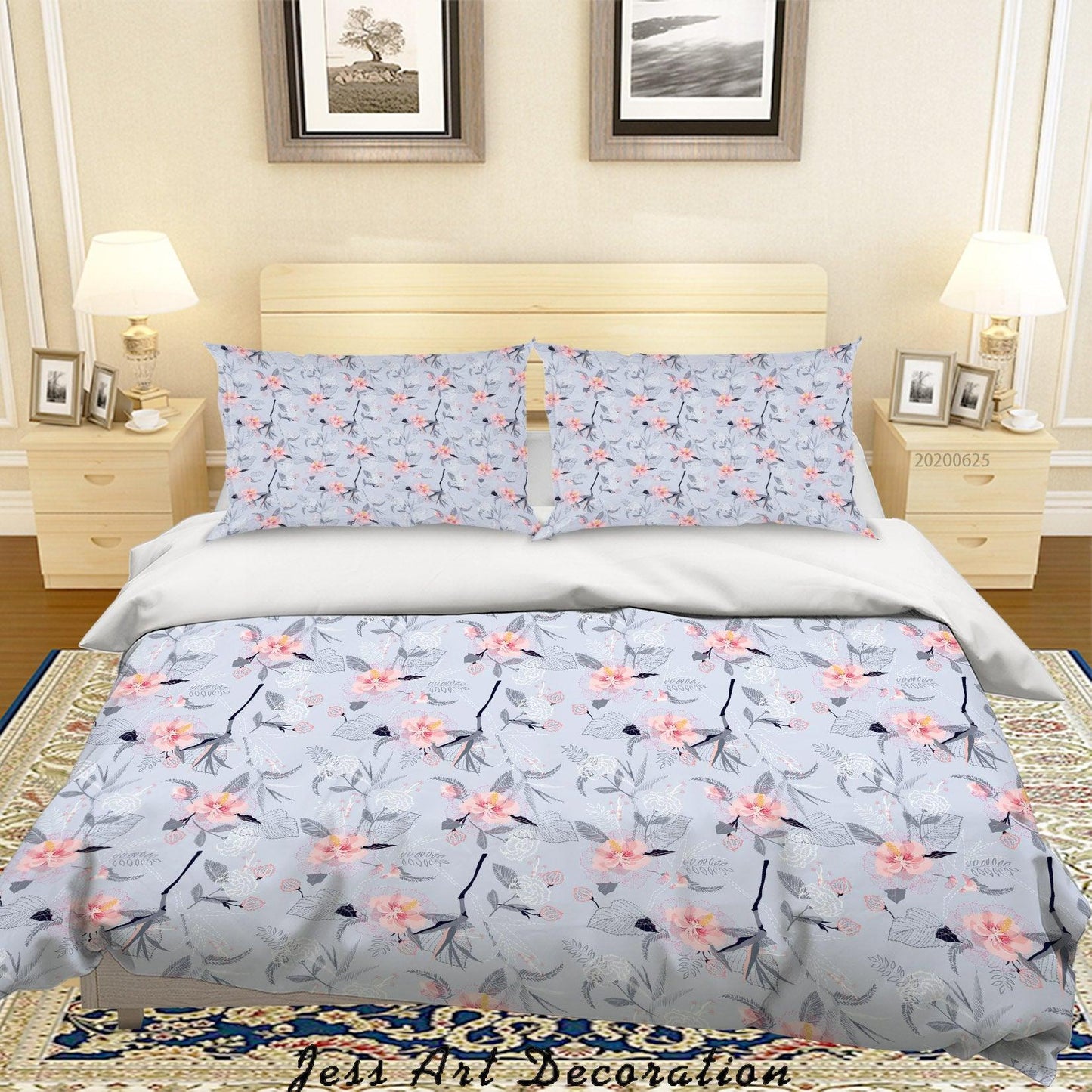 3D Blue Floral Quilt Cover Set Bedding Set Duvet Cover Pillowcases SF18