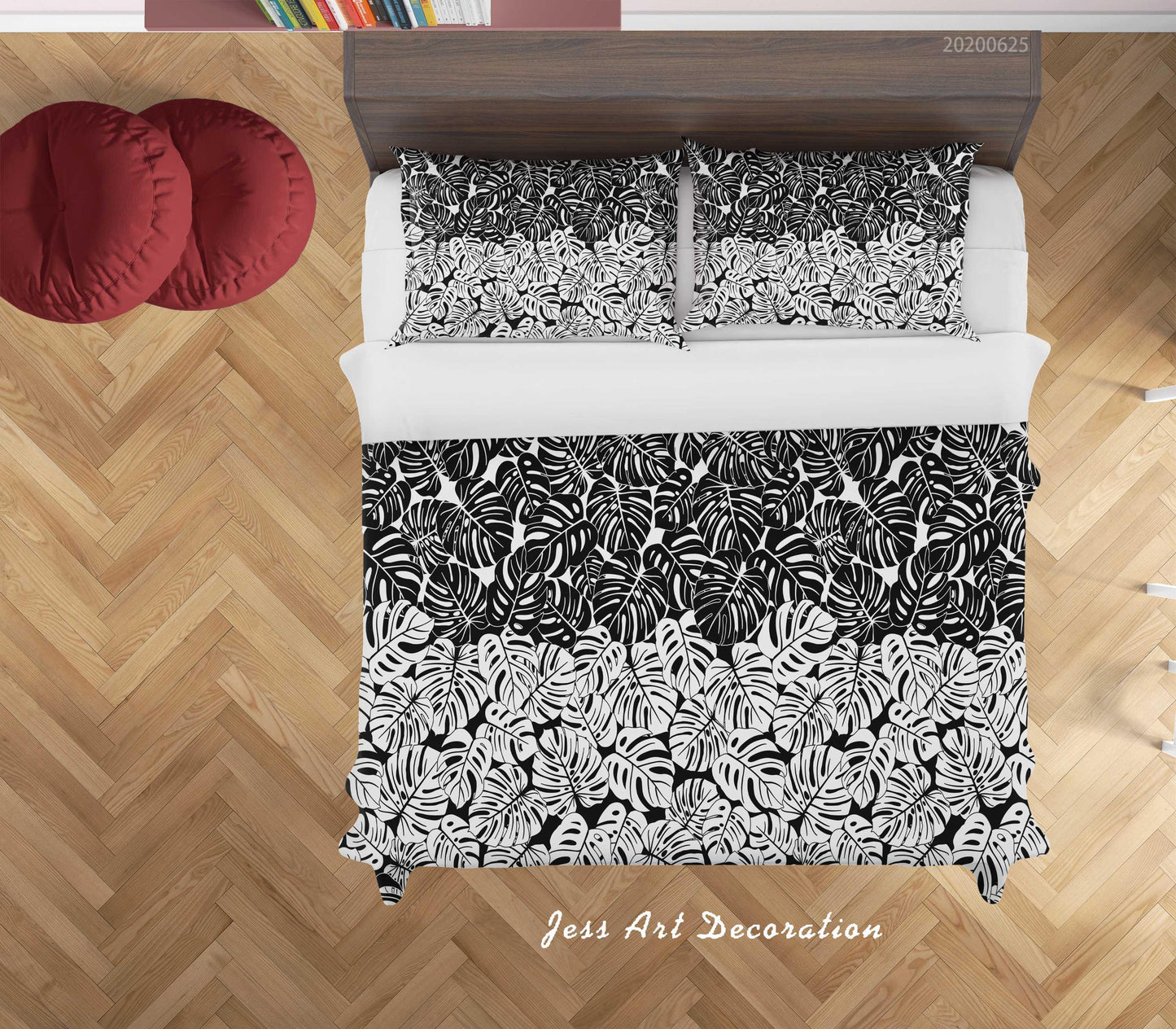 3D Black White Leaves Quilt Cover Set Bedding Set Duvet Cover Pillowcases SF06