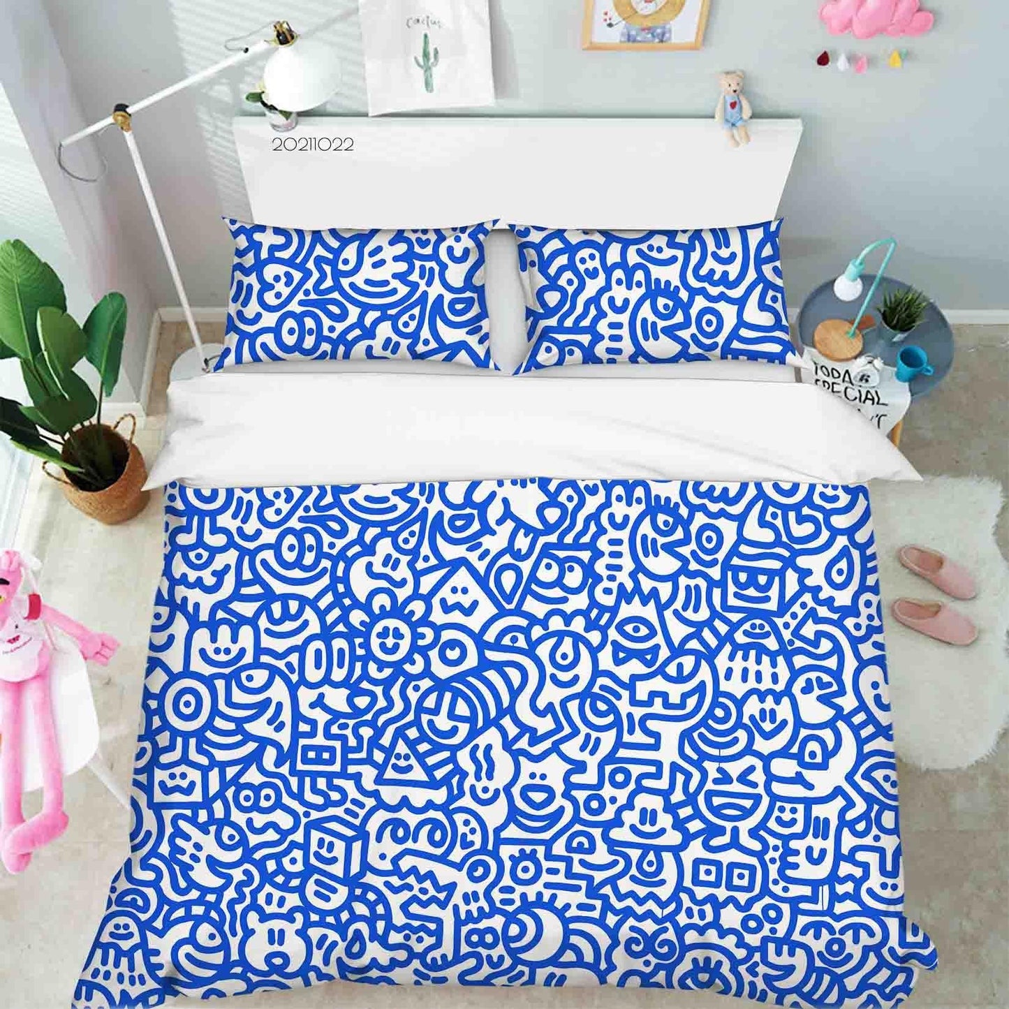 3D Abstract Blue Artistic Graffiti Quilt Cover Set Bedding Set Duvet Cover Pillowcases 6