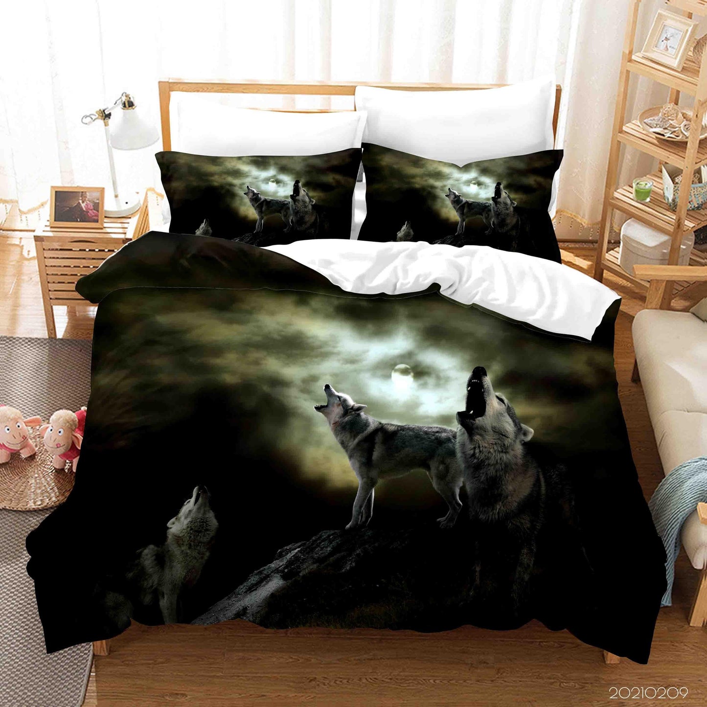 3D Animal Wolf Moon Night Quilt Cover Set Bedding Set Duvet Cover Pillowcases 288