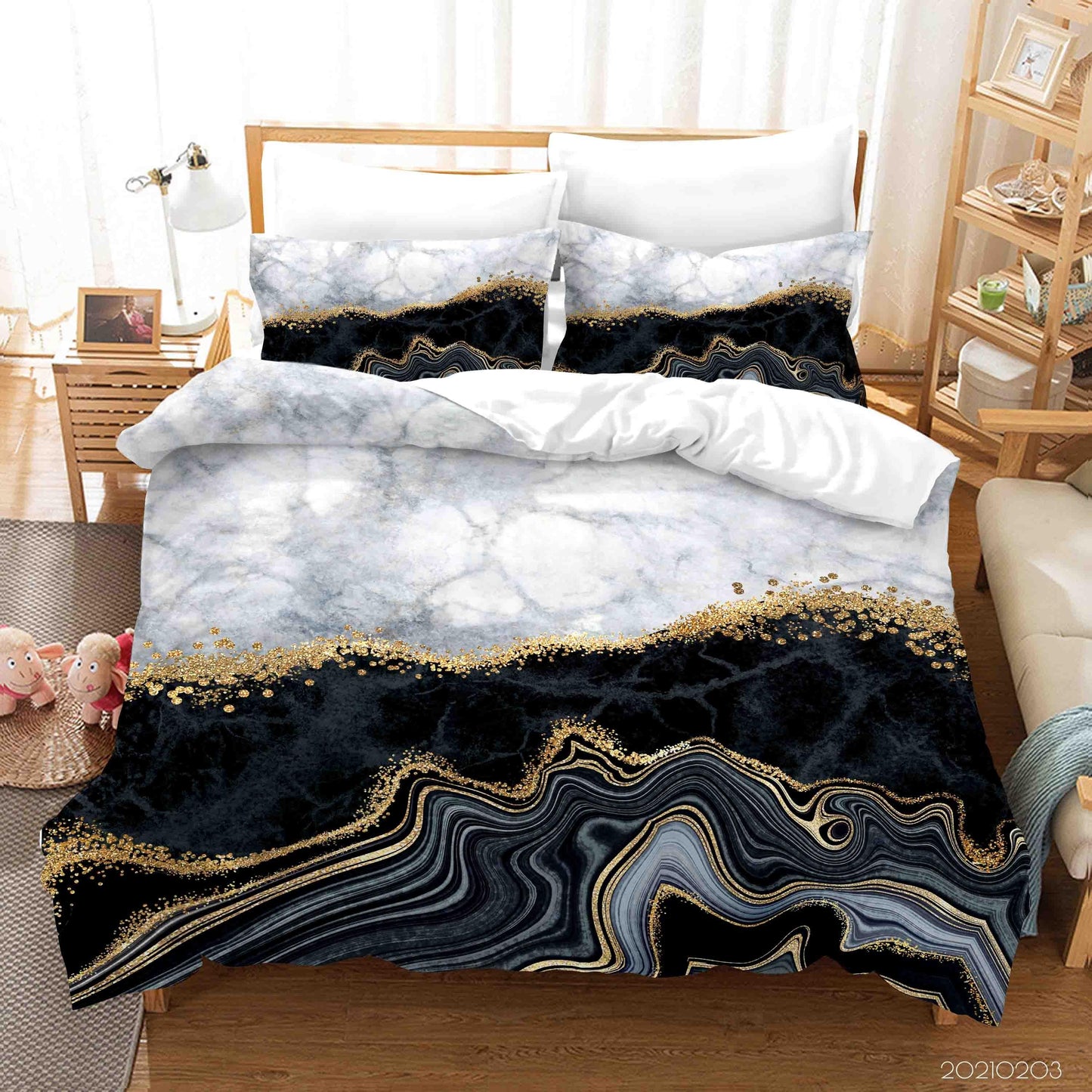 3D Abstract Black Marble Texture Quilt Cover Set Bedding Set Duvet Cover Pillowcases 63