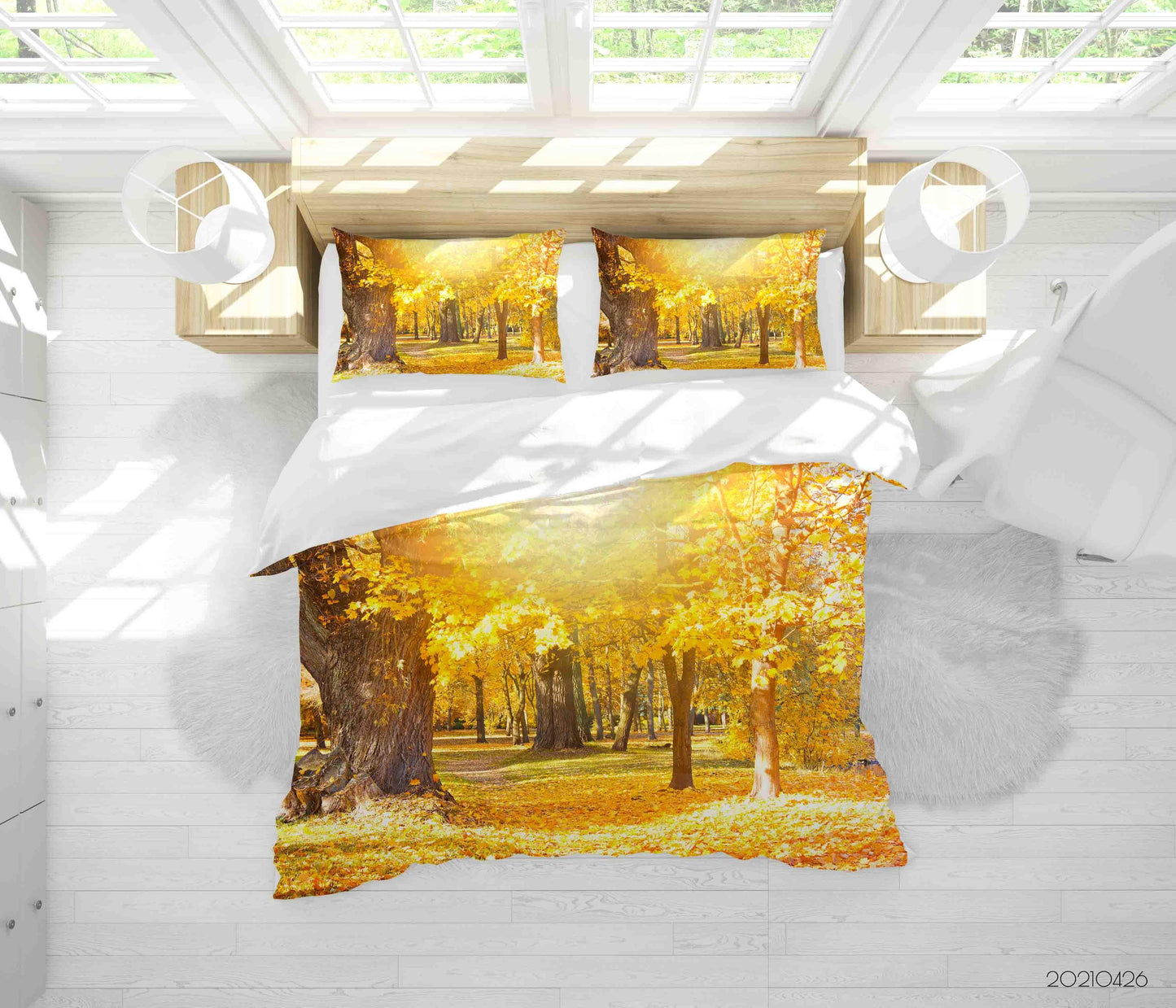 3D Autumn Forest Scenery Quilt Cover Set Bedding Set Duvet Cover Pillowcases 238