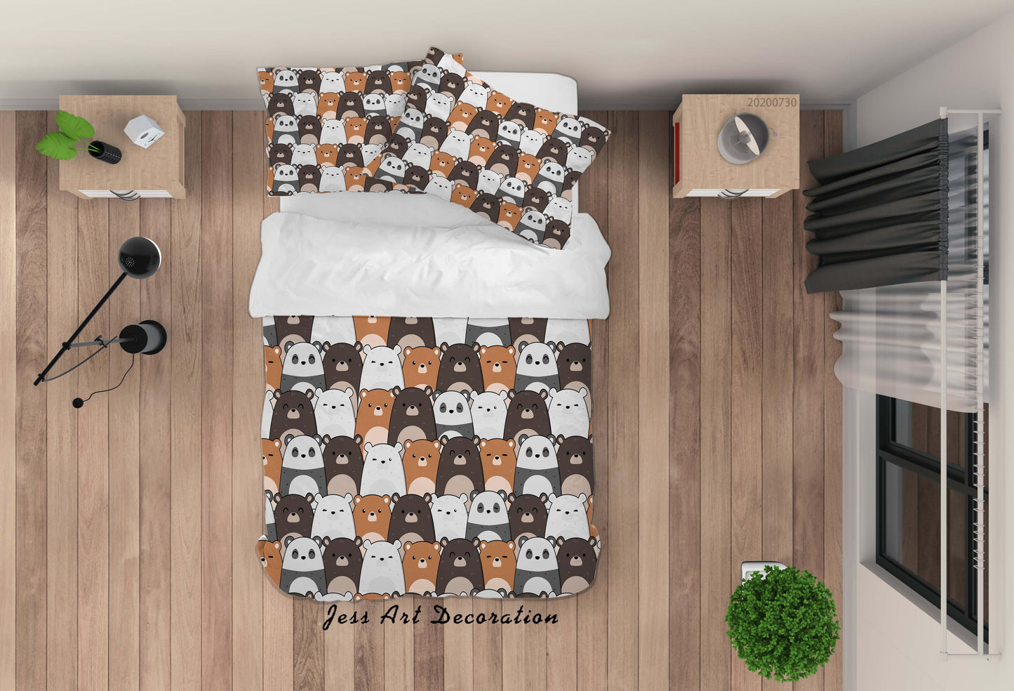 3D Cartoon Bear Panda Quilt Cover Set Bedding Set Duvet Cover Pillowcases LXL 45