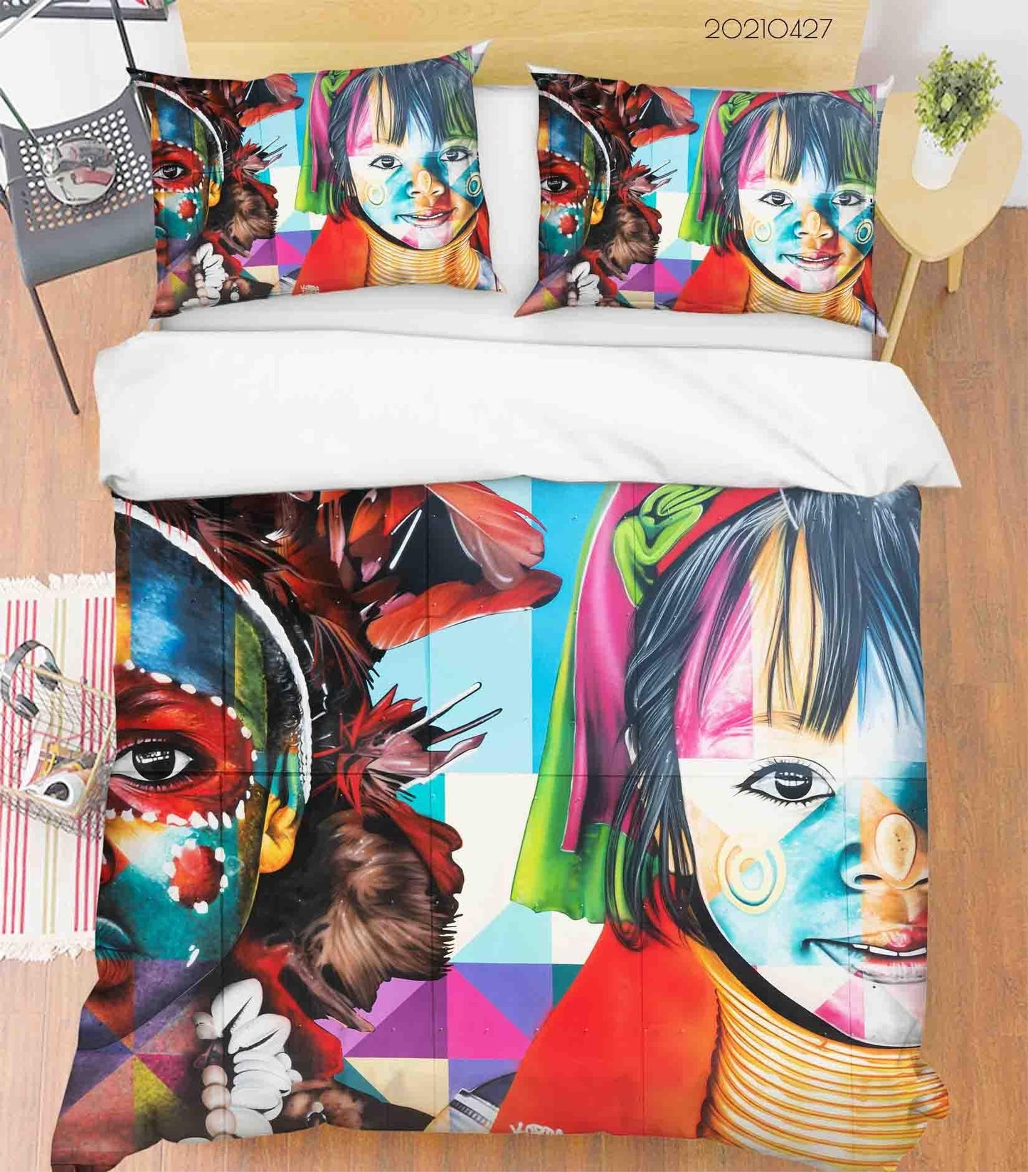 3D Abstract Color Children Graffiti Quilt Cover Set Bedding Set Duvet Cover Pillowcases 138