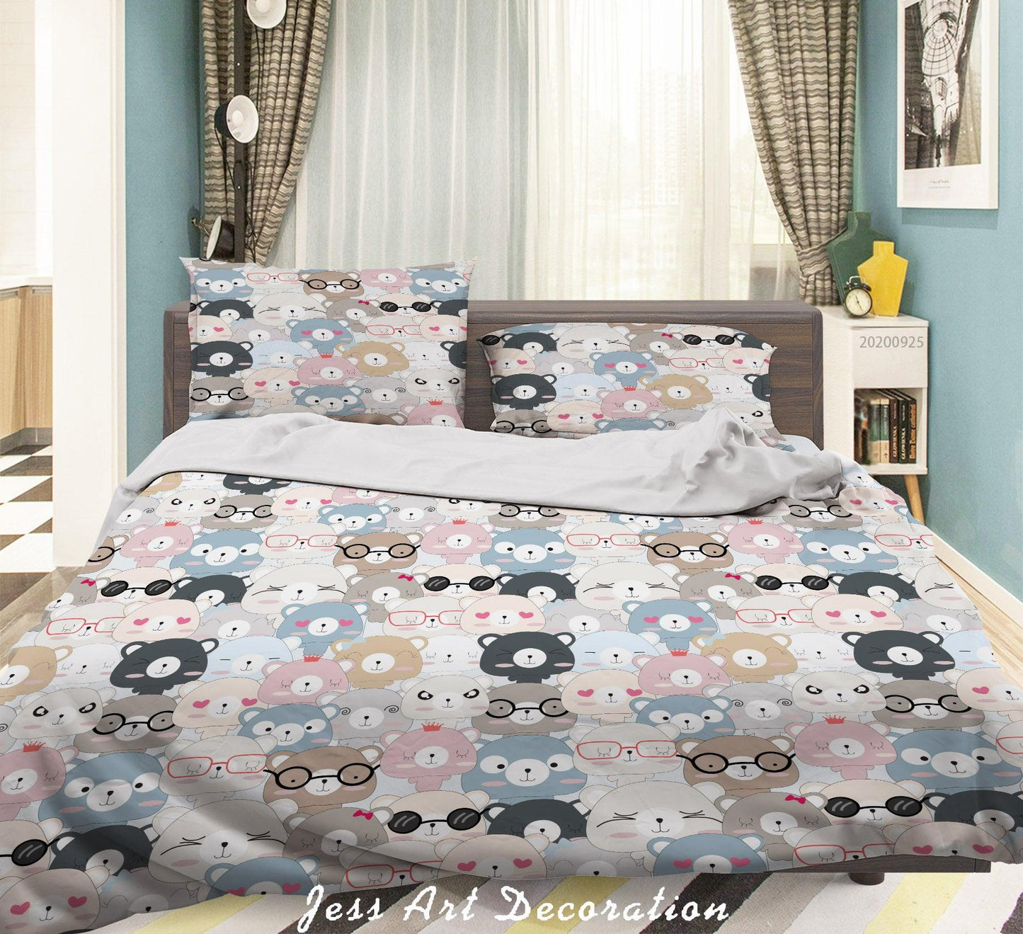 3D Cartoon Animal Bear Pattern Quilt Cover Set Bedding Set Duvet Cover Pillowcases WJ 6408