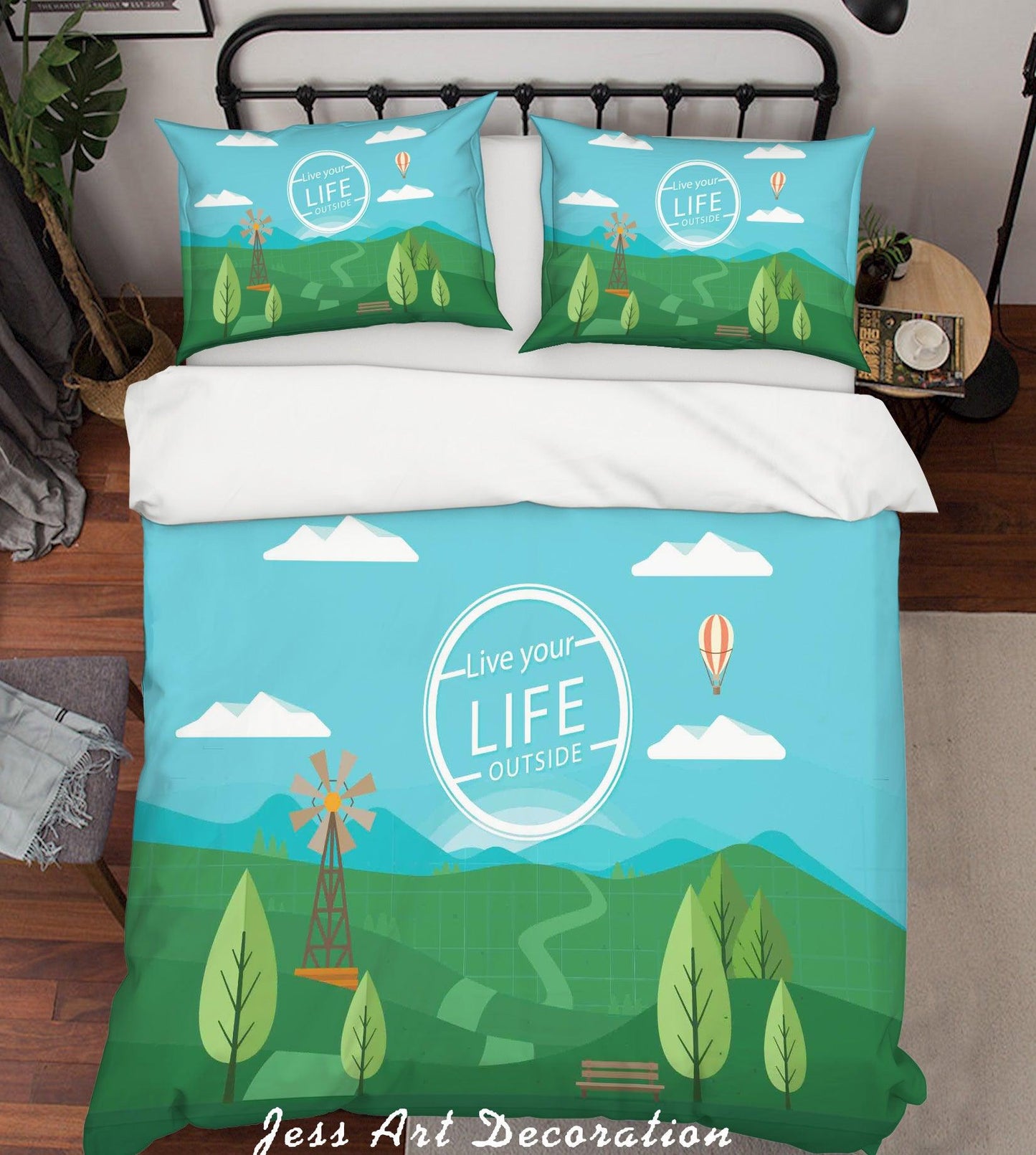3D Cartoon Forest Green Plant Quilt Cover Set Bedding Set Pillowcases 15
