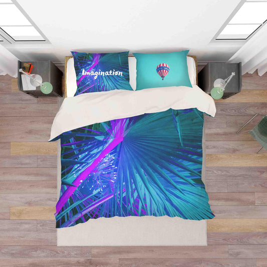 3D Blue Leaves Quilt Cover Set Bedding Set Pillowcases 133
