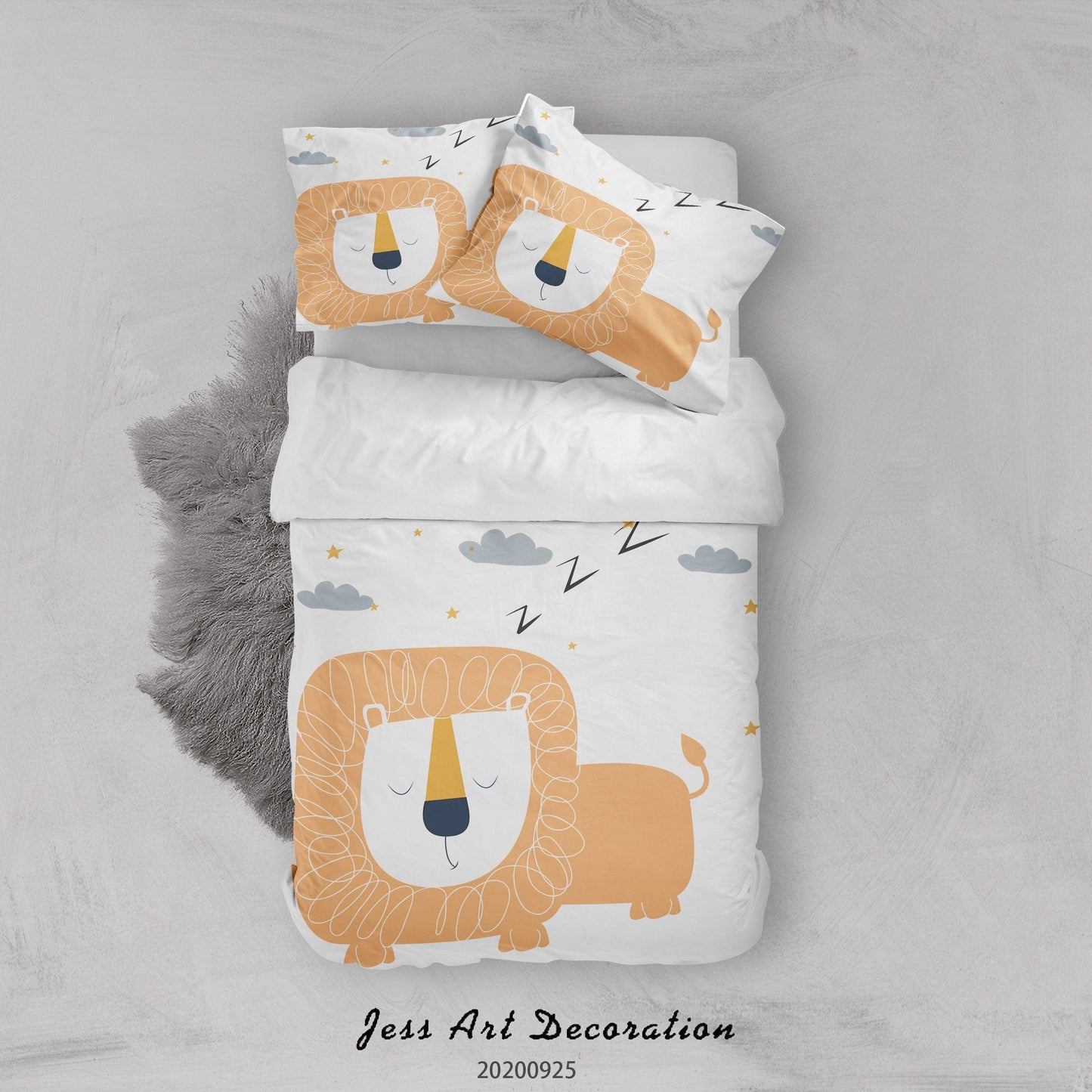 3D Cartoon Animal Lion Pattern Quilt Cover Set Bedding Set Duvet Cover Pillowcases WJ 6493