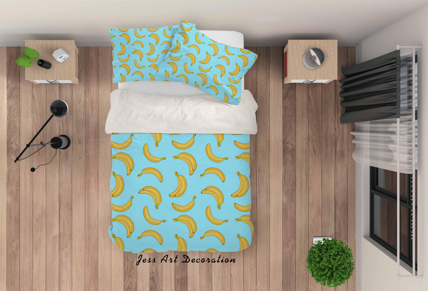 3D Banana Pattern Quilt Cover Set Bedding Set Pillowcases 29